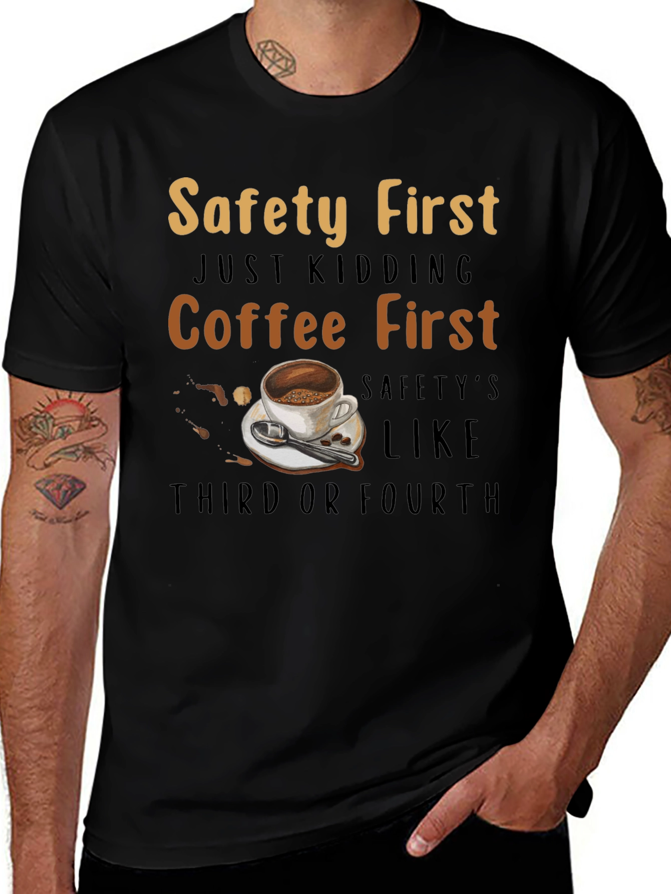 Coffee First Graphic Tee - Humorous Apparel