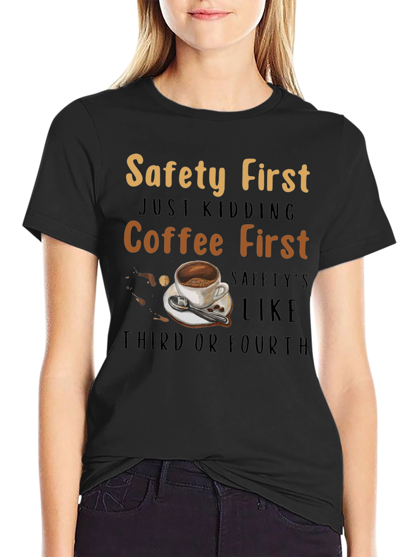 Coffee First Graphic Tee - Humorous Apparel