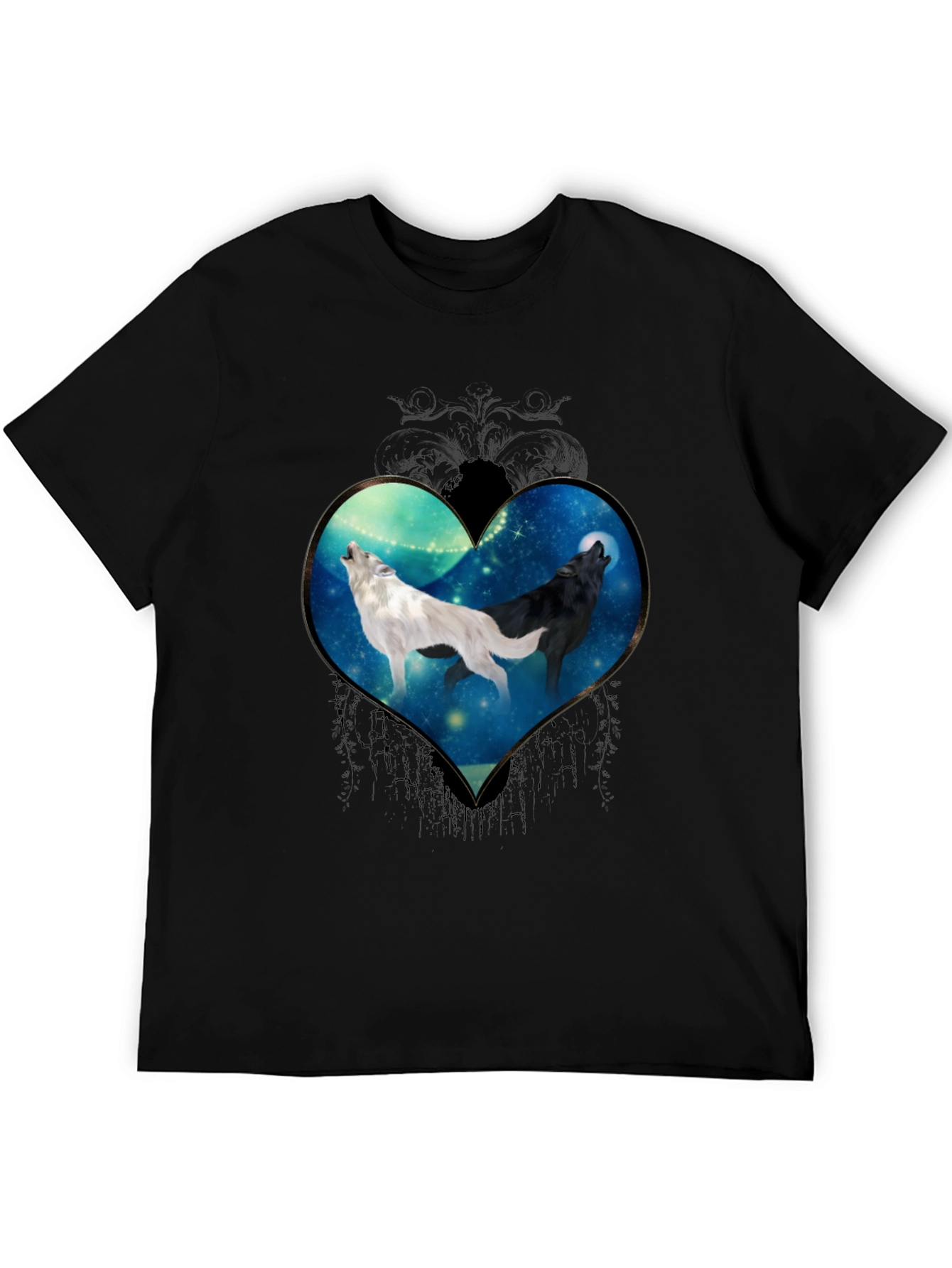Wolf Heart Graphic Tee - Stylish Black T-Shirt