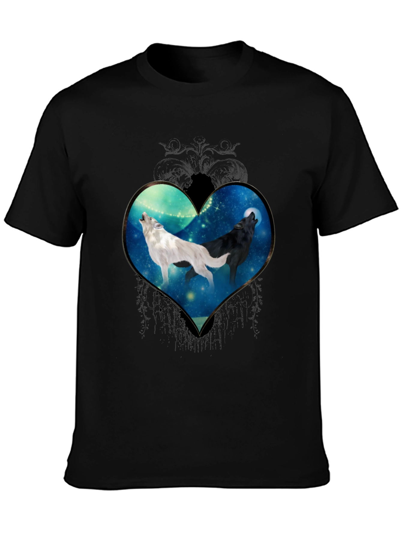 Wolf Heart Graphic Tee - Stylish Black T-Shirt