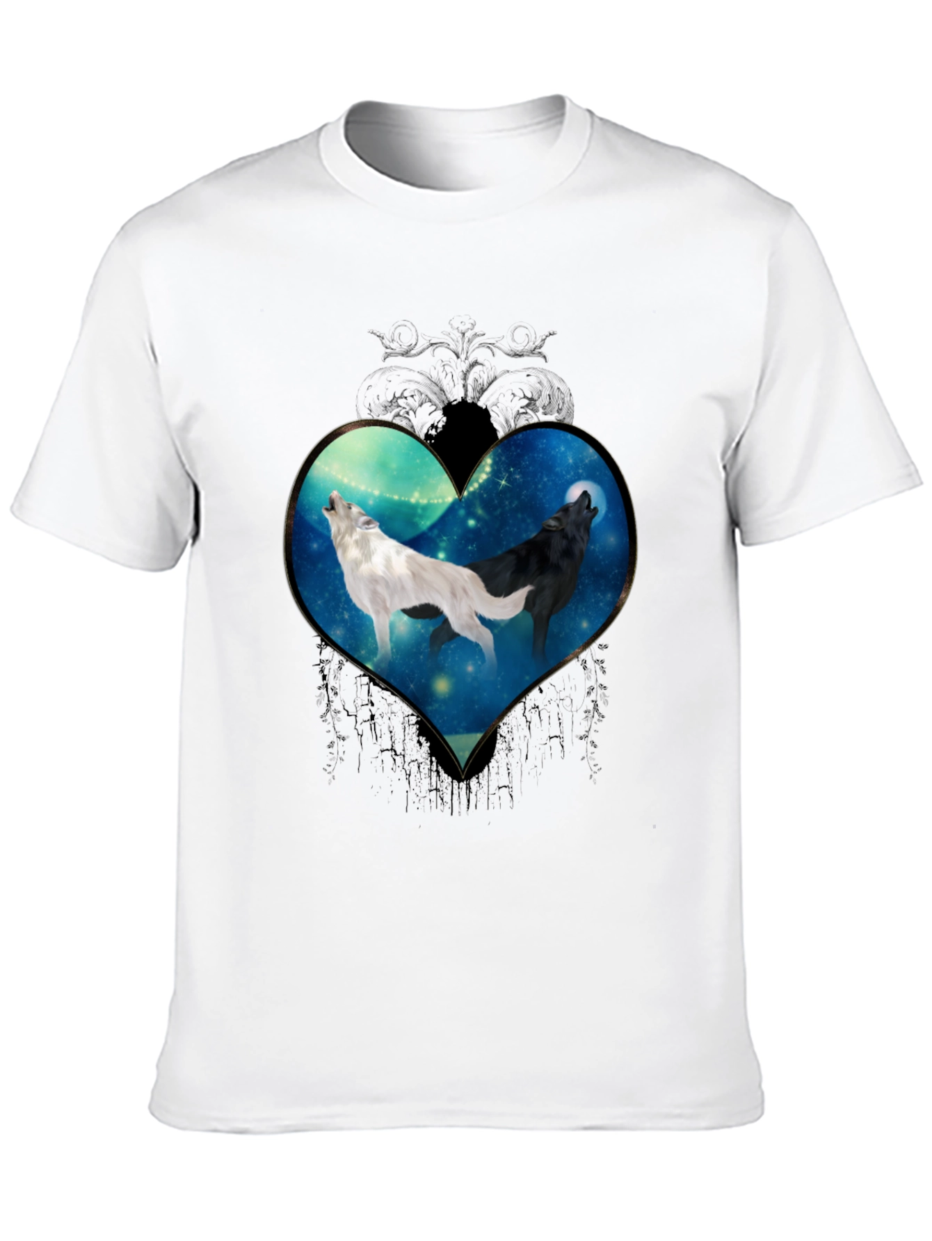 Wolf Heart Graphic Tee - Stylish Black T-Shirt