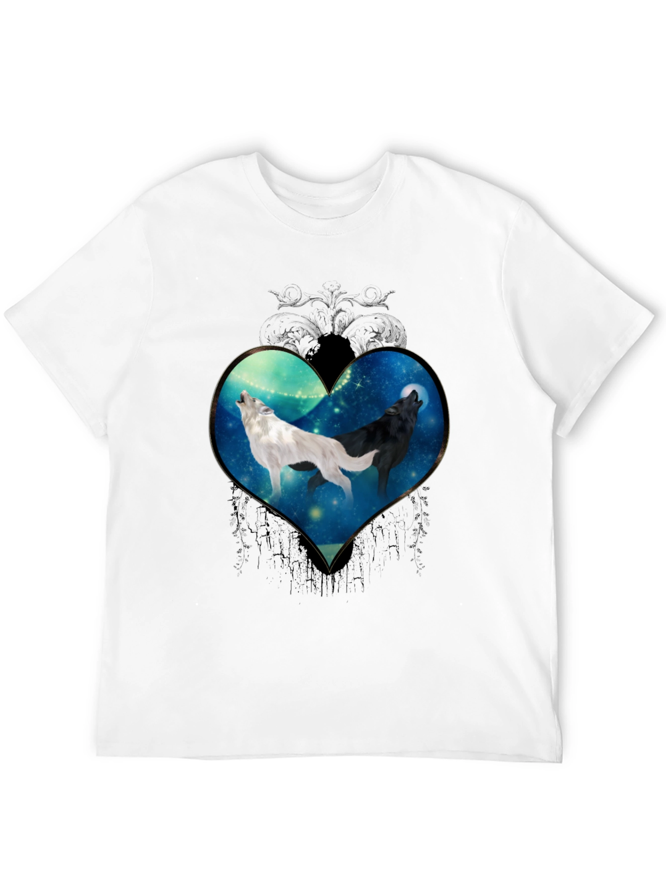 Wolf Heart Graphic Tee - Stylish Black T-Shirt