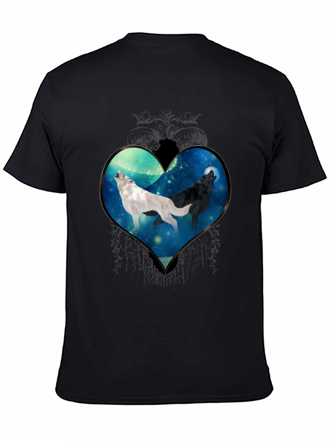 Wolf Heart Graphic Tee - Stylish Black T-Shirt