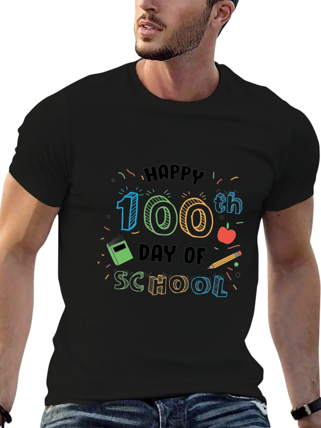 Happy 100th Day of School Black T-Shirt