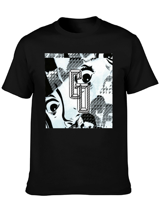 Graphic Print Black Cotton Tee