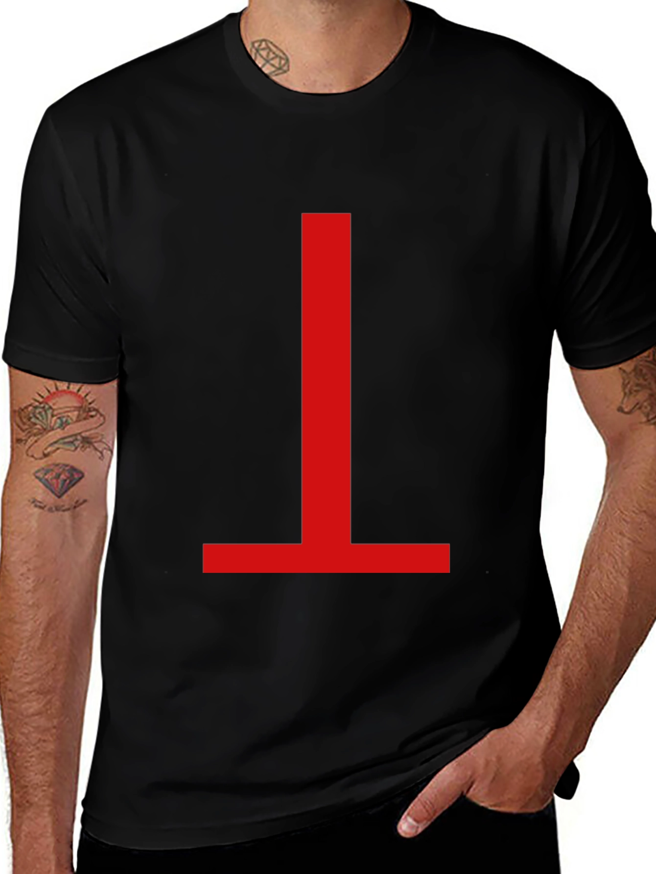 Minimalist Red Symbol Black T-Shirt