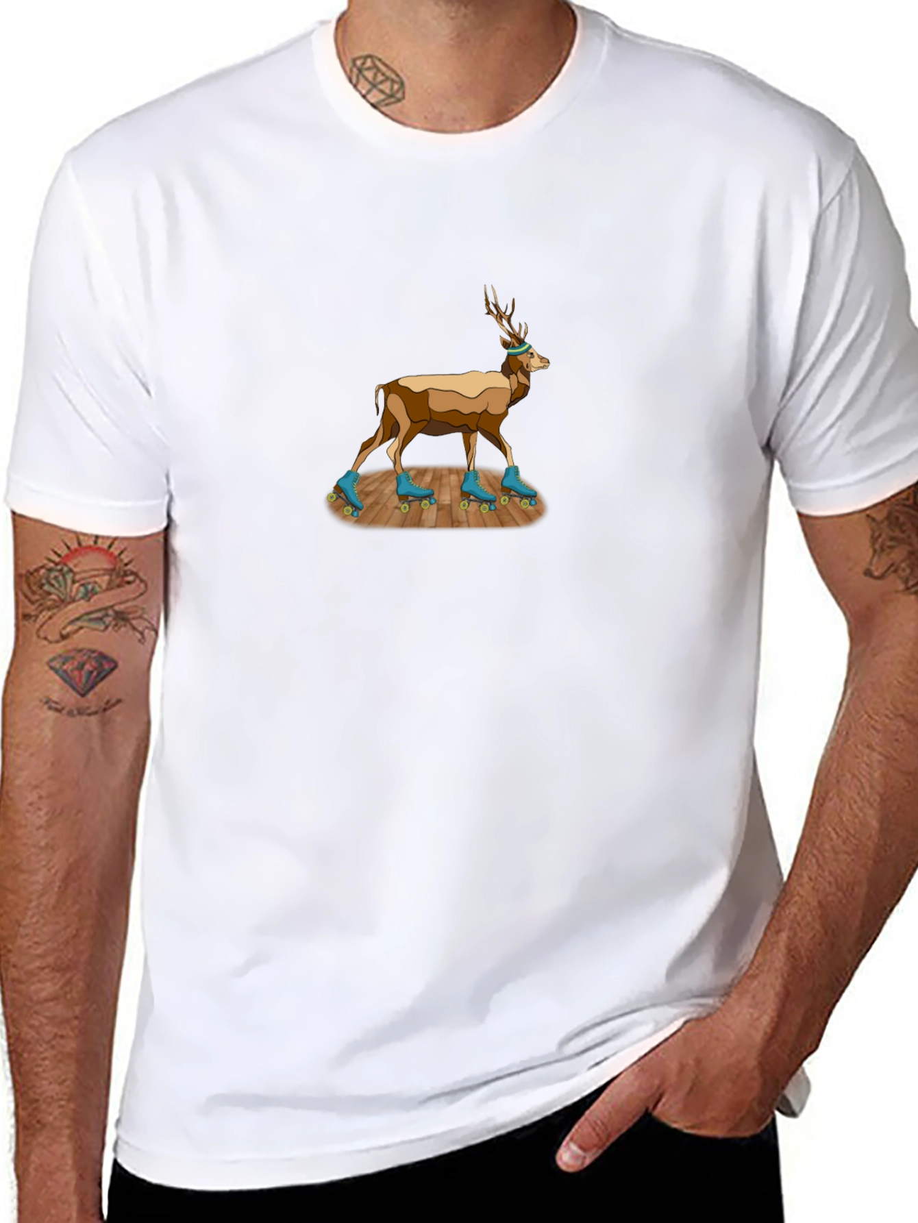 Deer on Roller Skates T-Shirt - Unique Design!