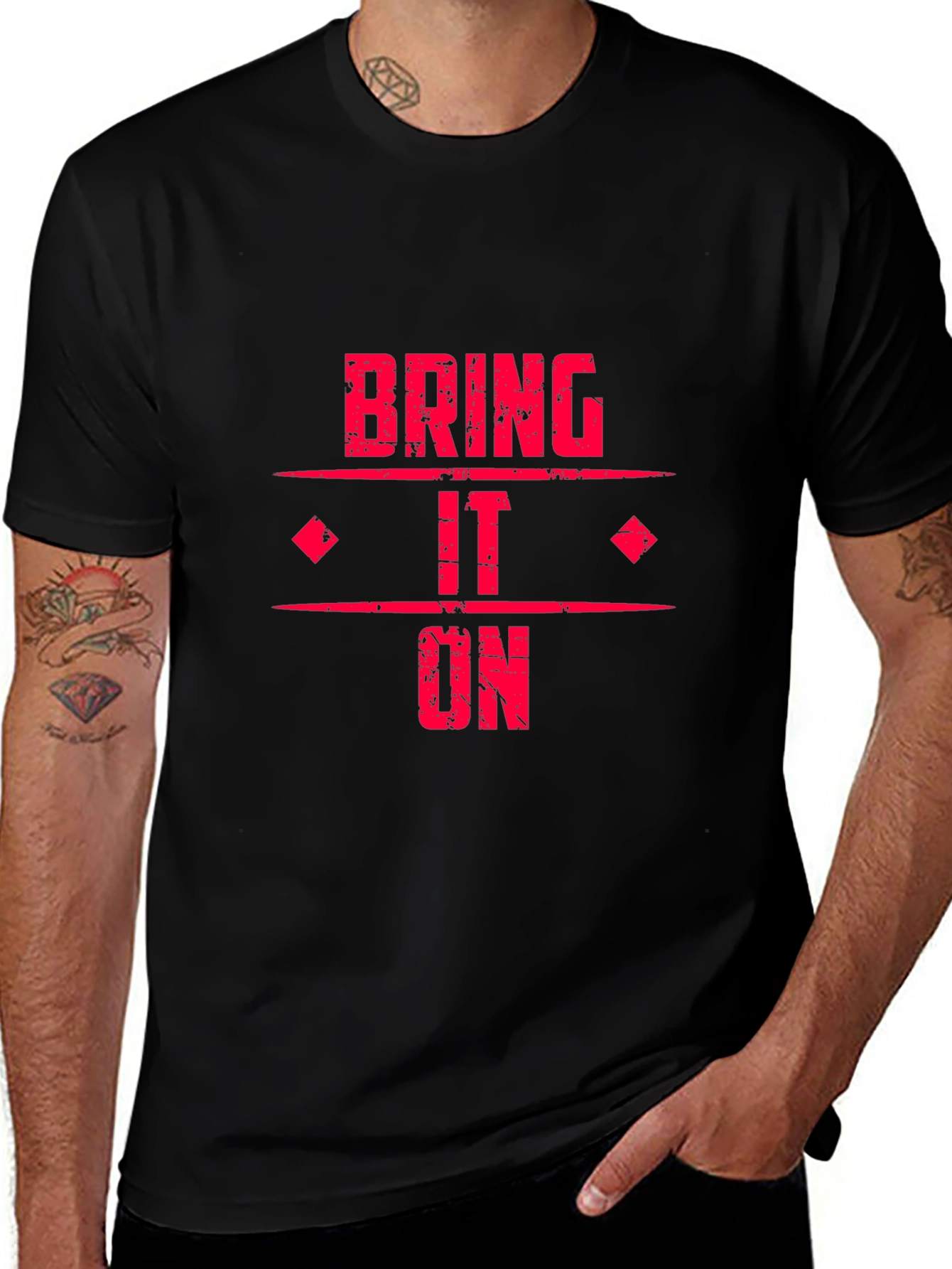 Bring It On Graphic Tee - Black Cotton T-Shirt
