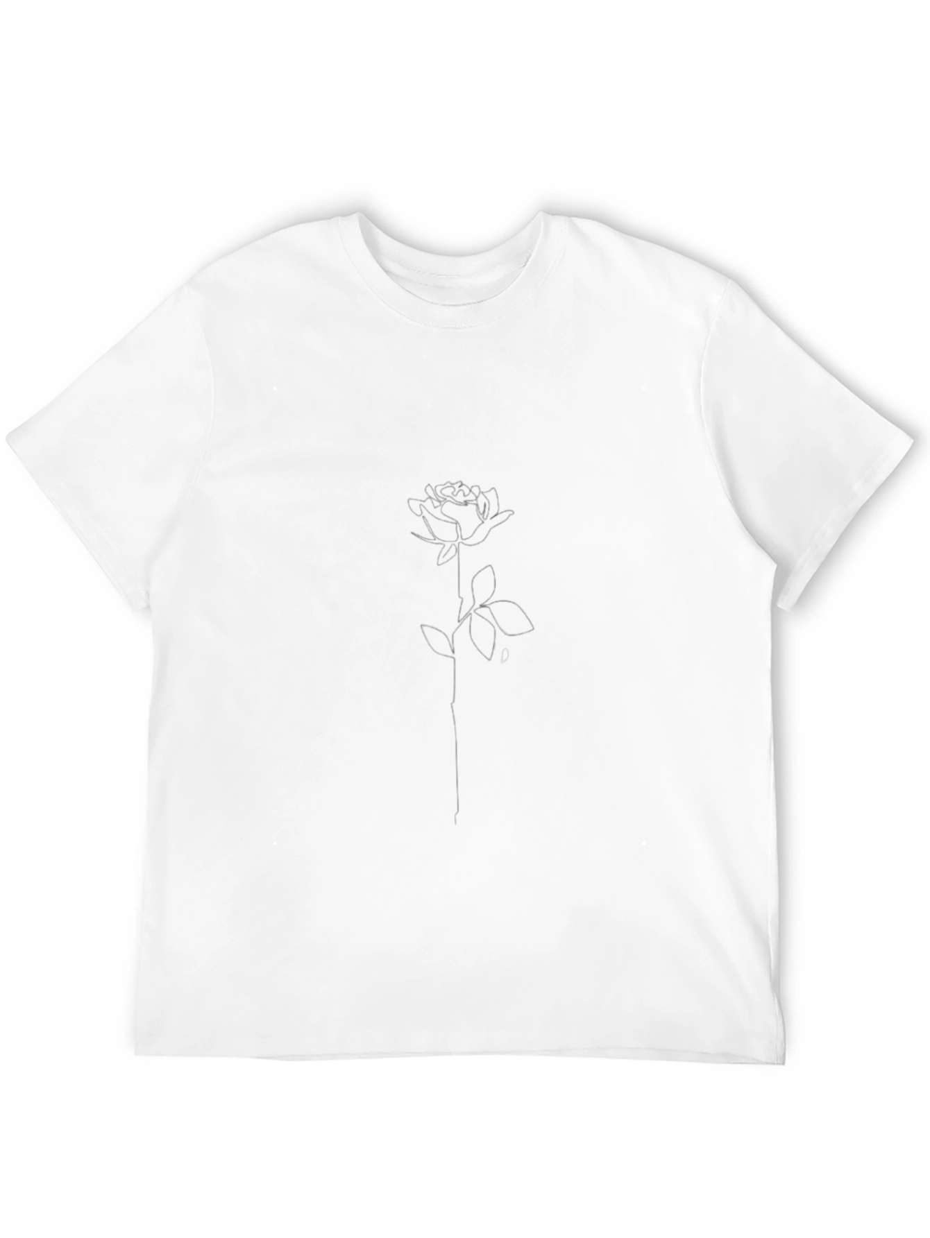 Minimalist Rose Graphic Tee - Black Cotton