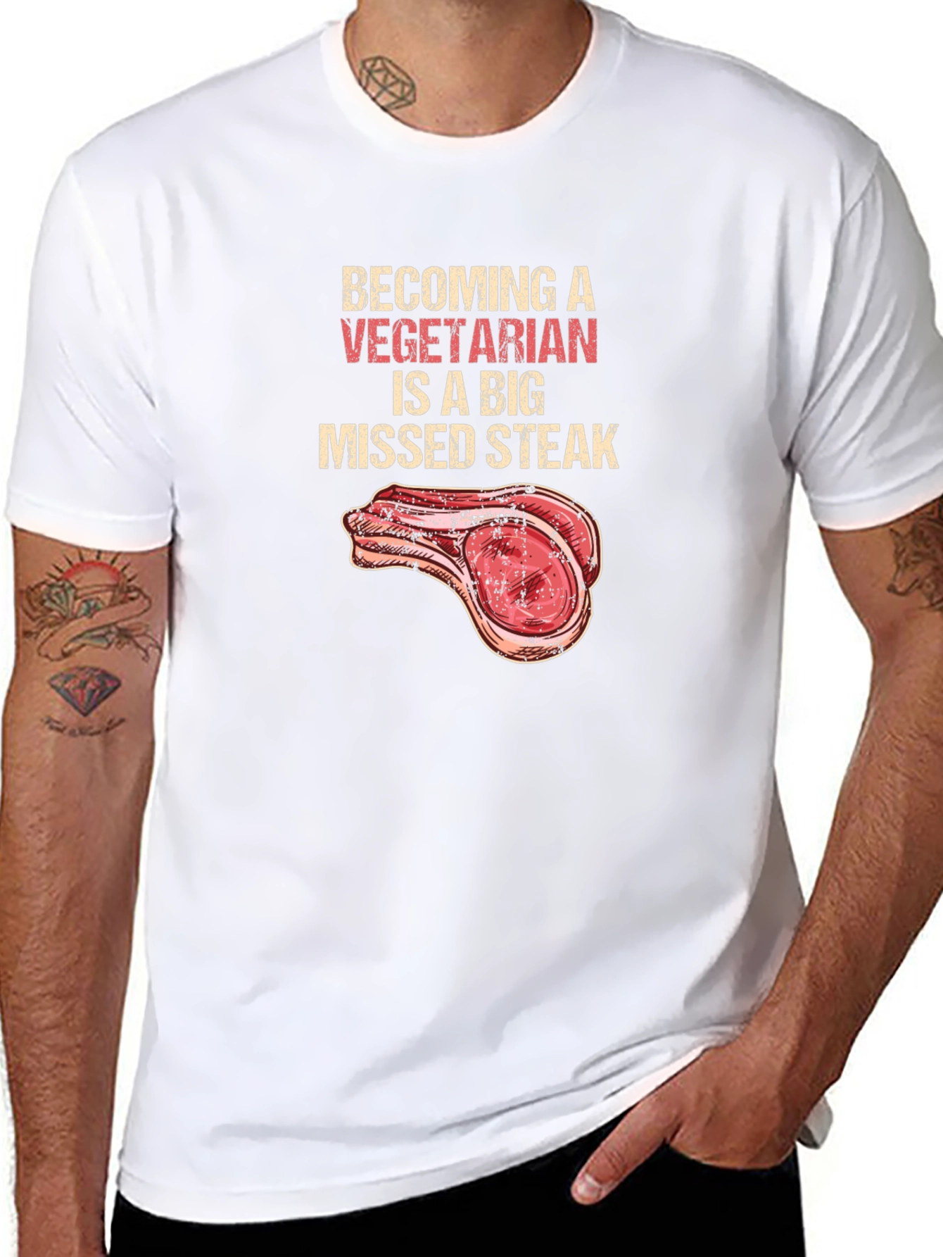 Becoming Vegetarian Missed Steak Black T-Shirt