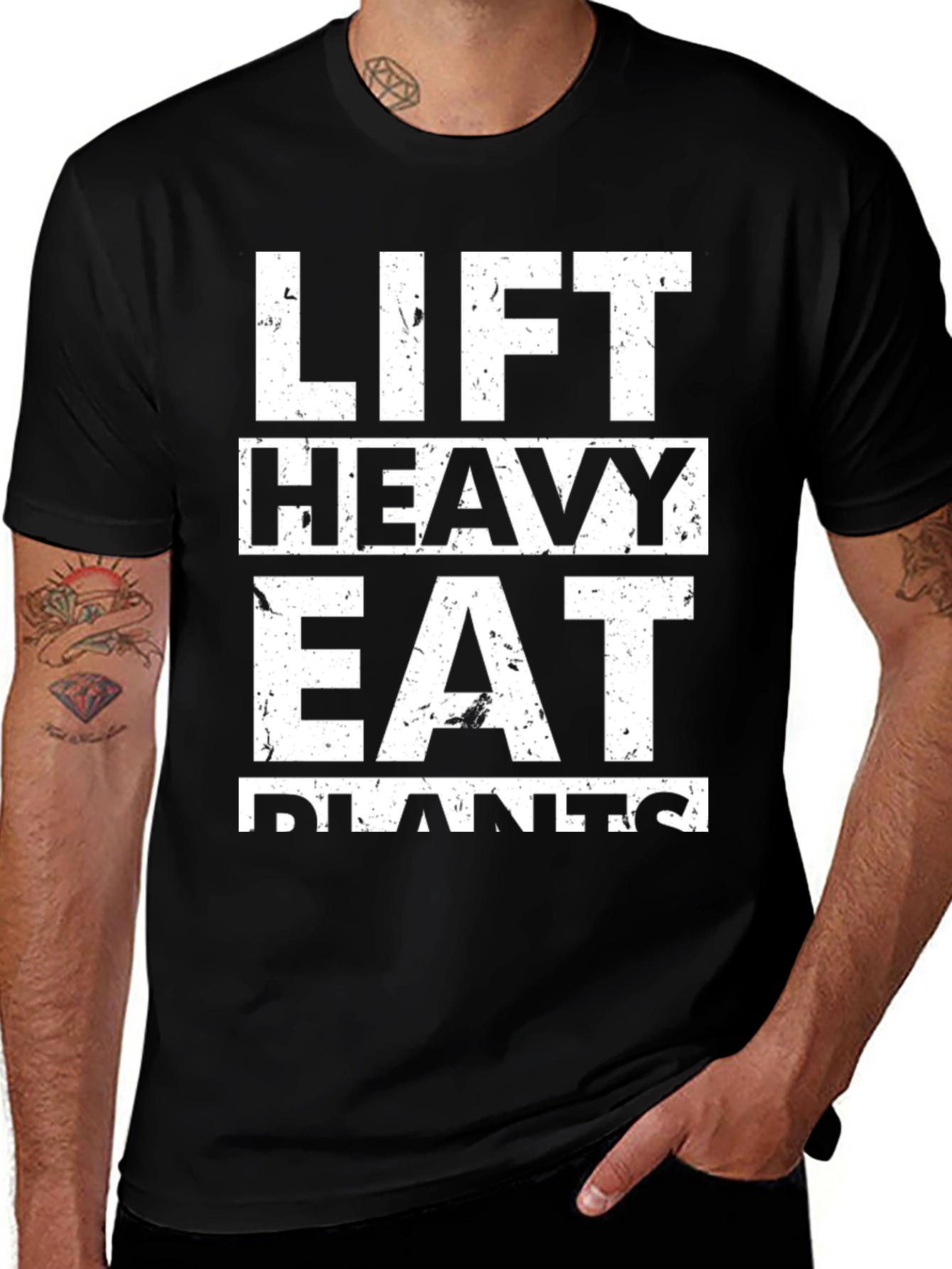 Lift Heavy Eat Plants Black T-Shirt