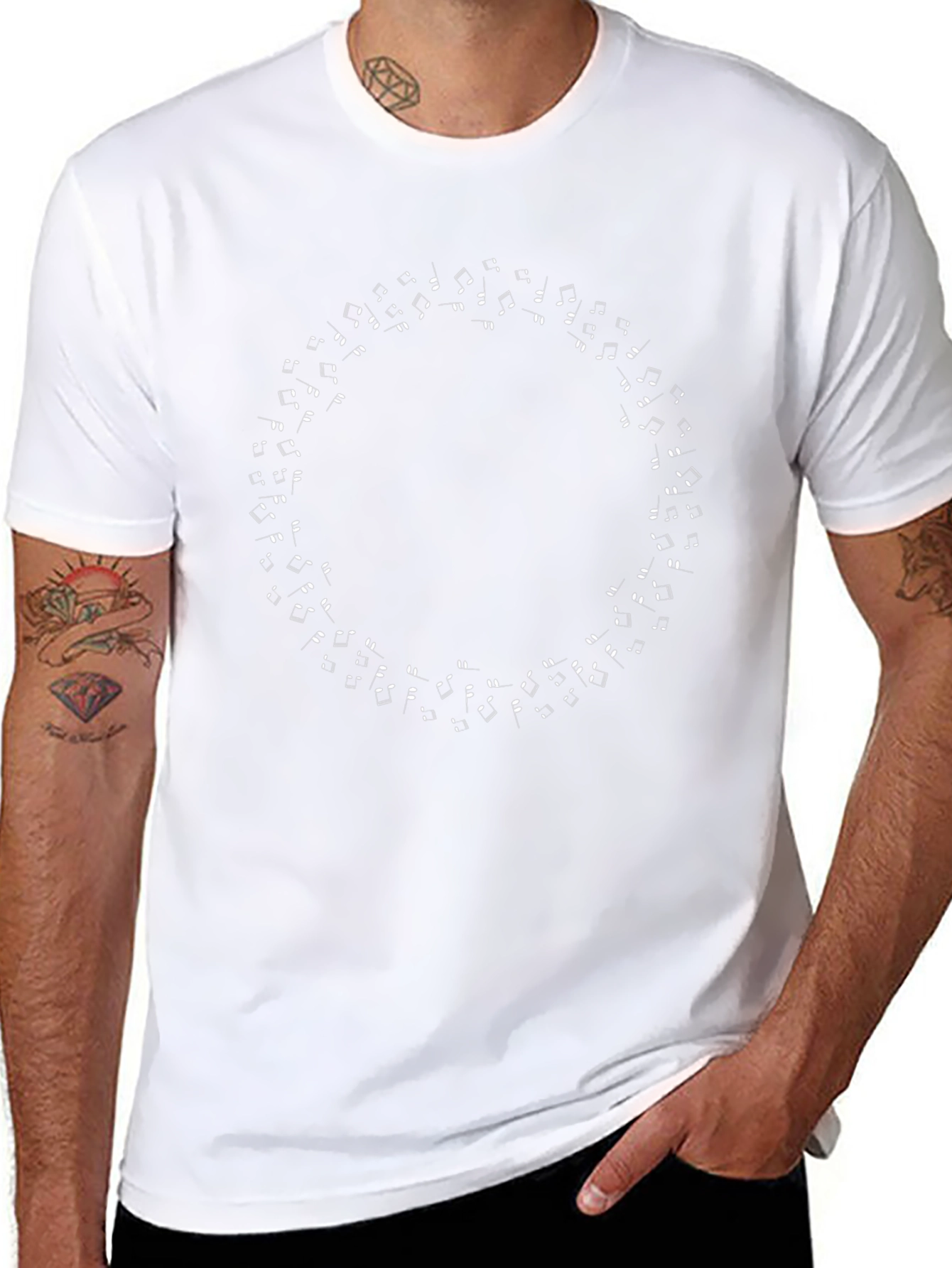 Musical Note Circle Black T-Shirt