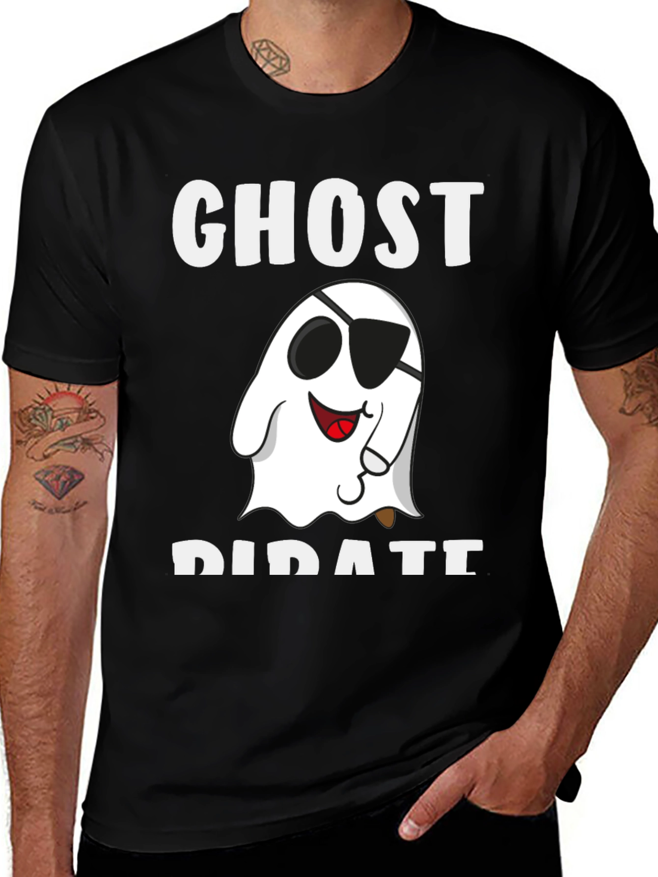 Ghost Pirate Graphic T-Shirt - Halloween Costume Tee
