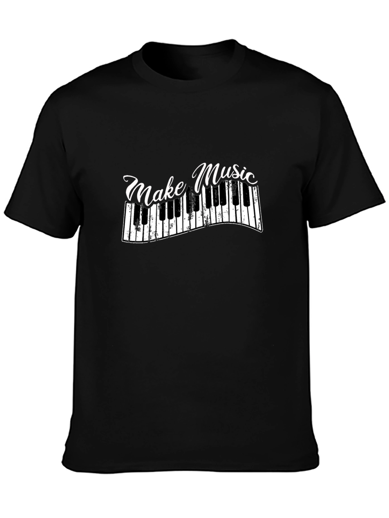 Make Music Black T-Shirt - Keyboard Design