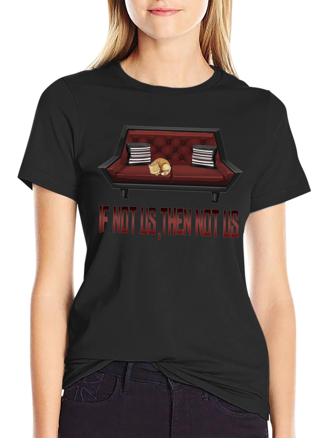 Sofa Cat Graphic T-Shirt - Soft Cotton Blend Tee
