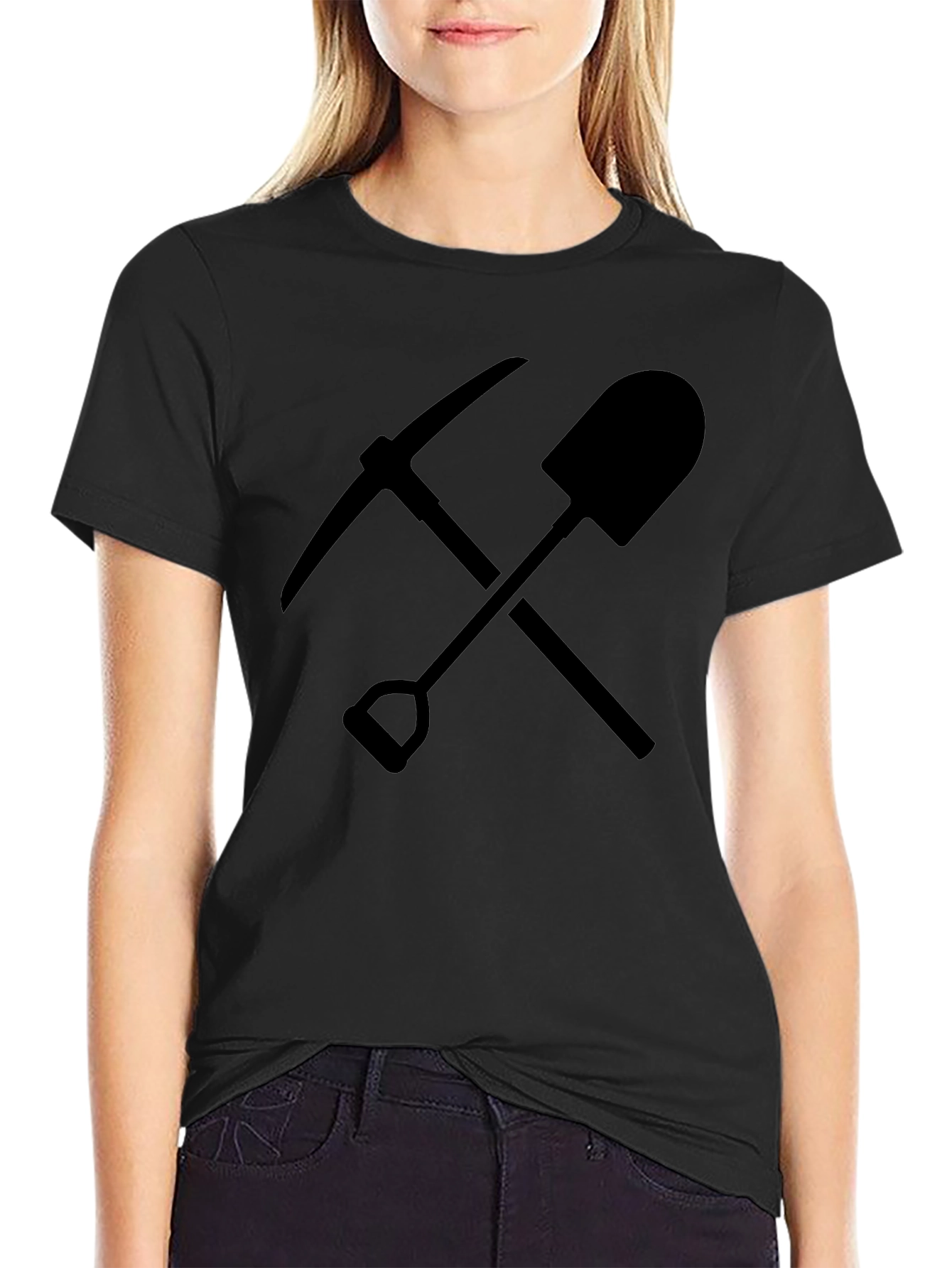 Black Pickaxe and Shovel Graphic Tee
