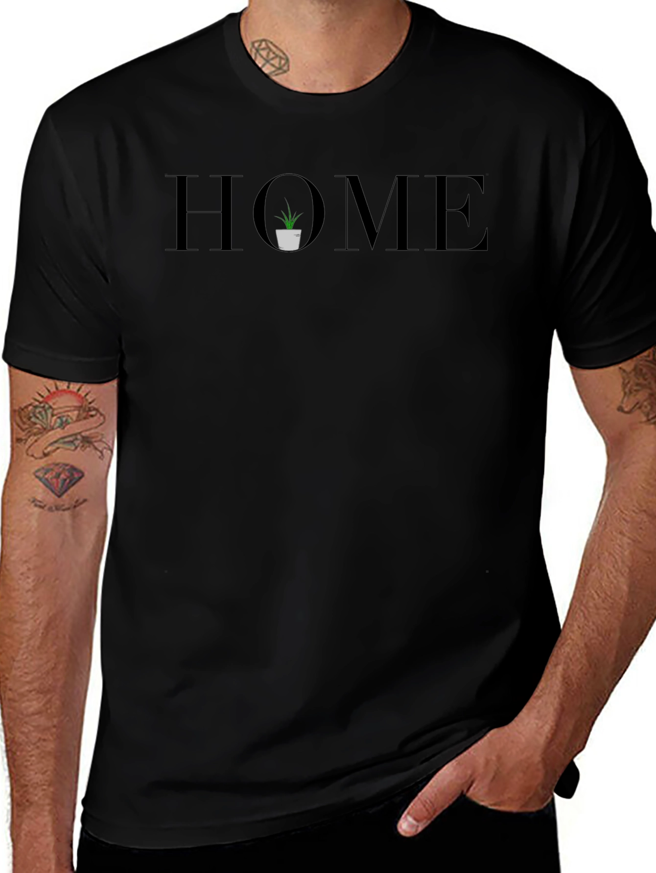 Stylish Home Graphic Black T-Shirt