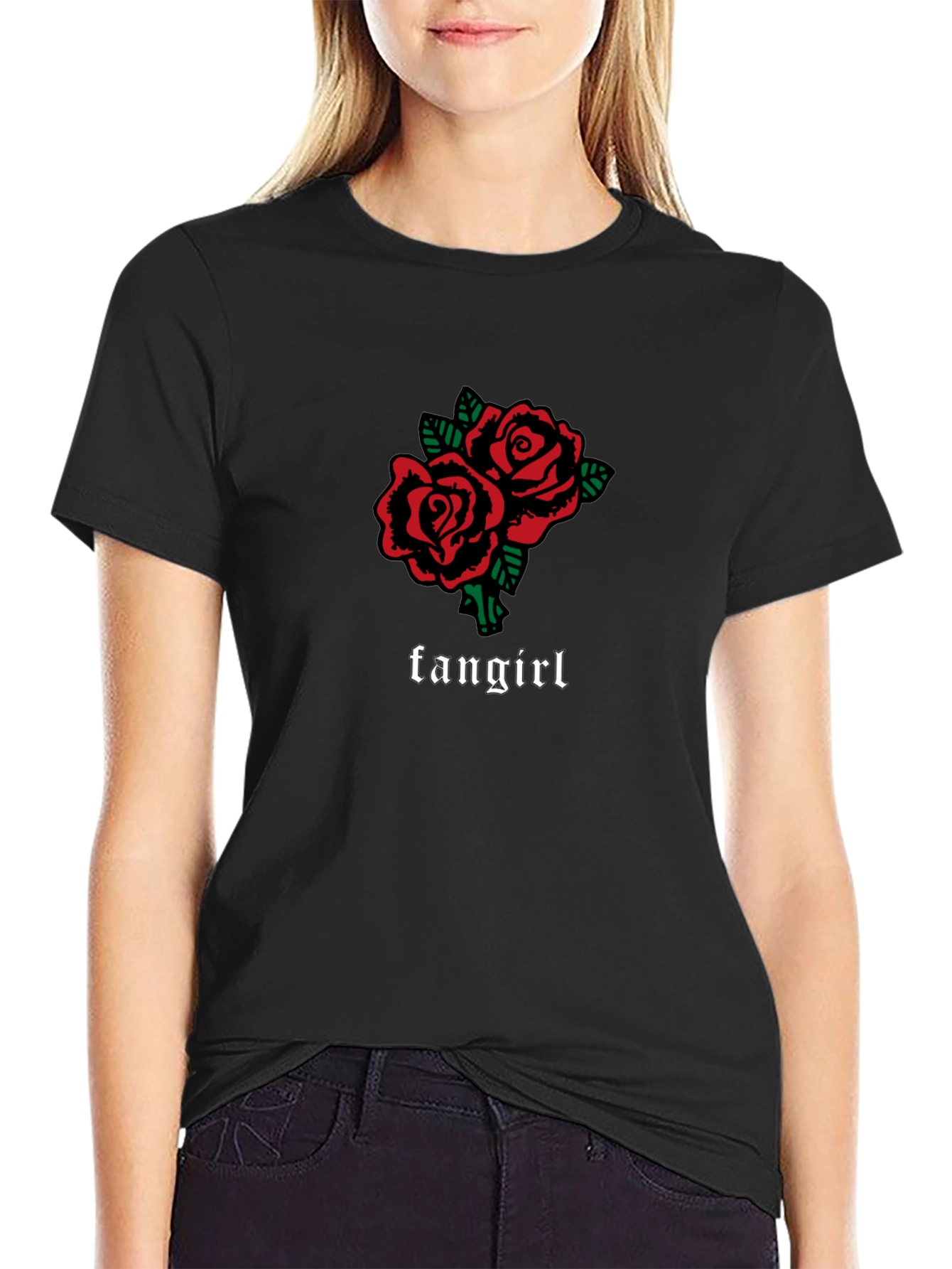 Fangirl Roses Graphic Tee - Black Unisex T-Shirt