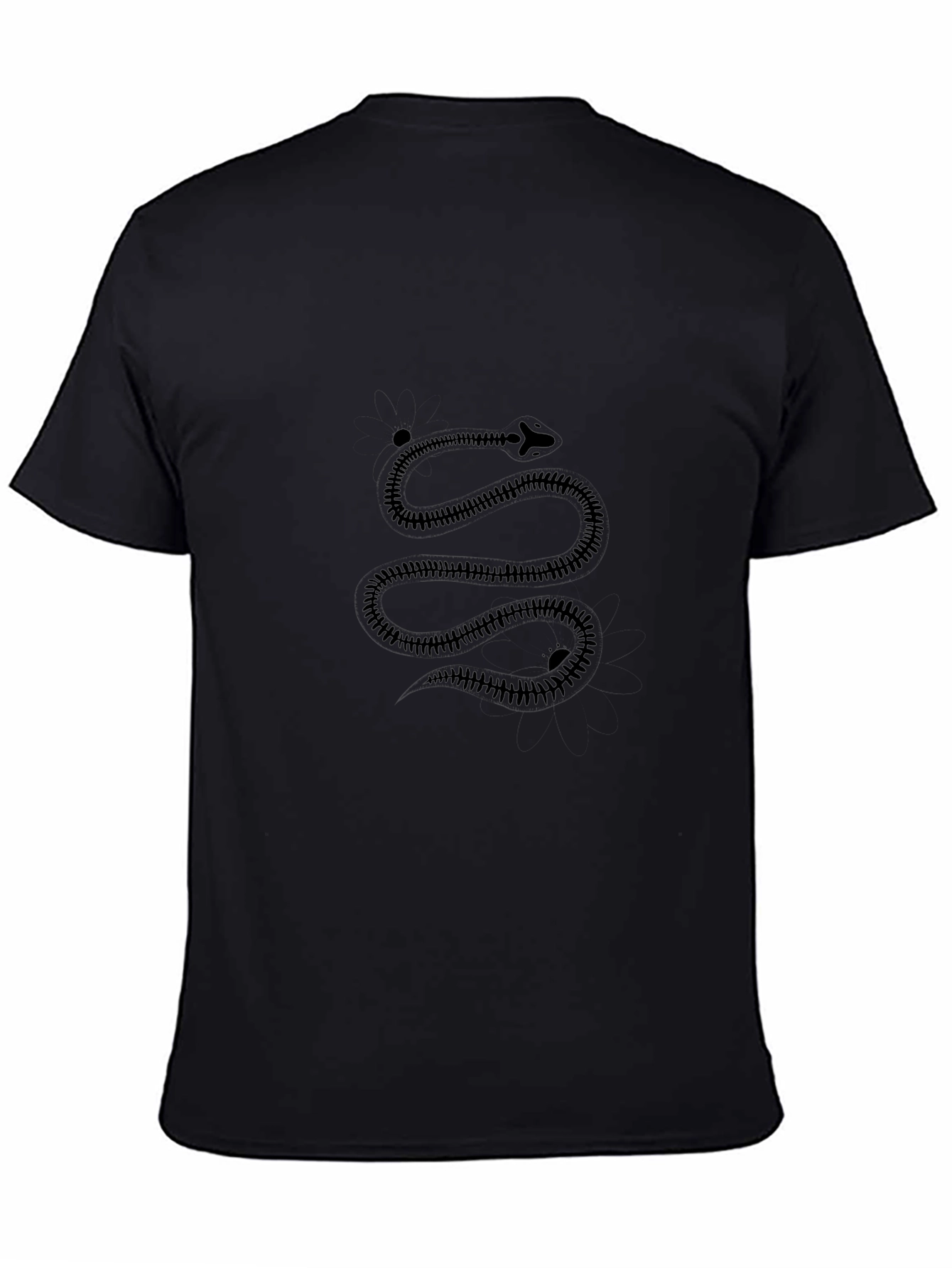 Mens Black T-Shirt with Snake Design