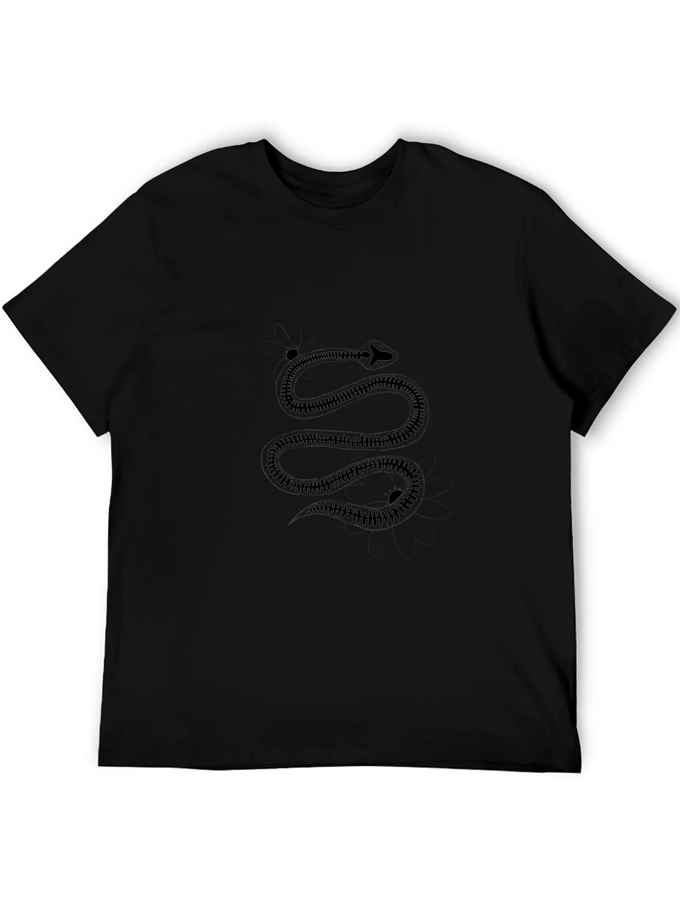 Mens Black T-Shirt with Snake Design