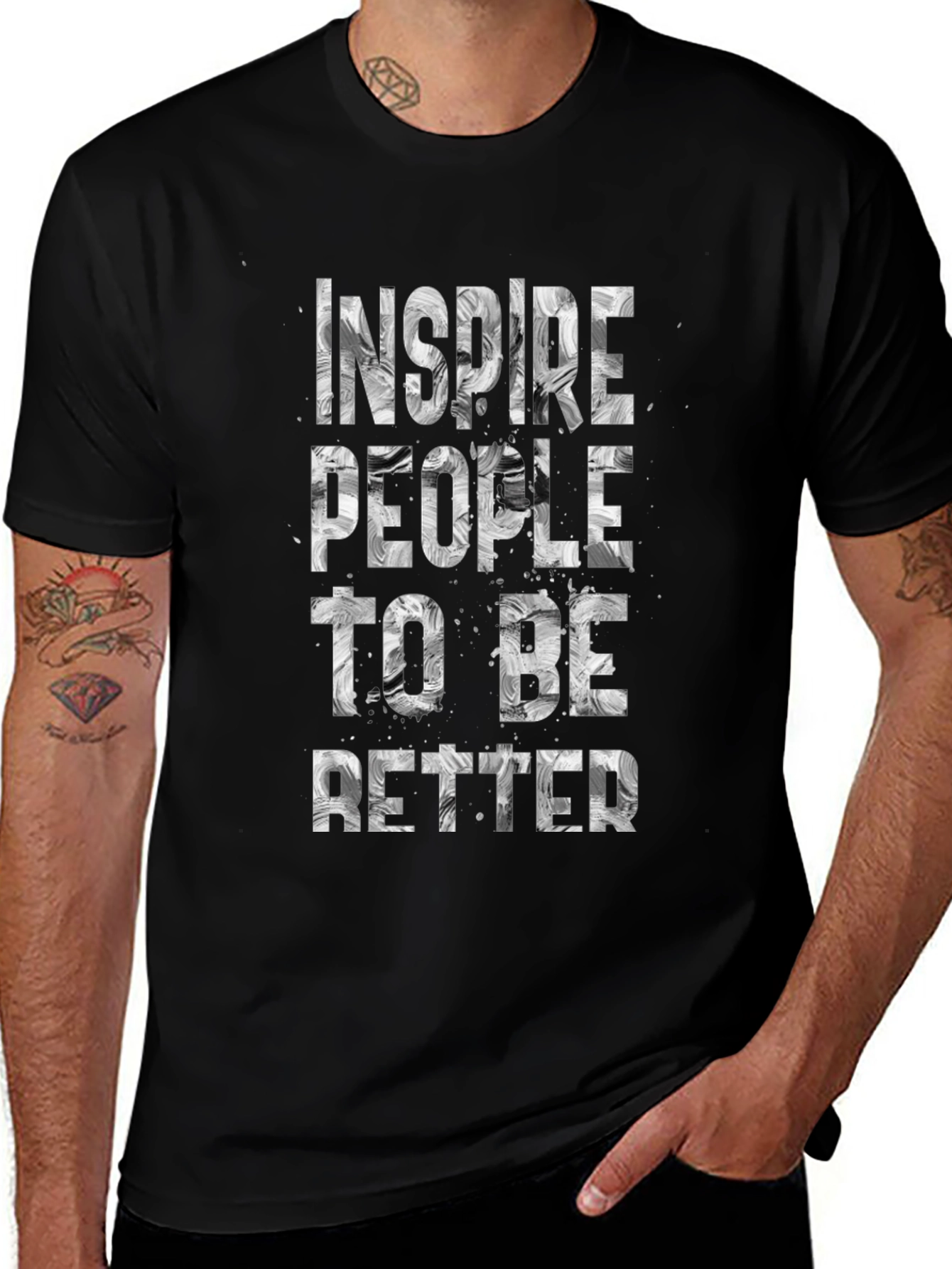 Inspire People Graphic Tee - Motivational Black T-Shirt