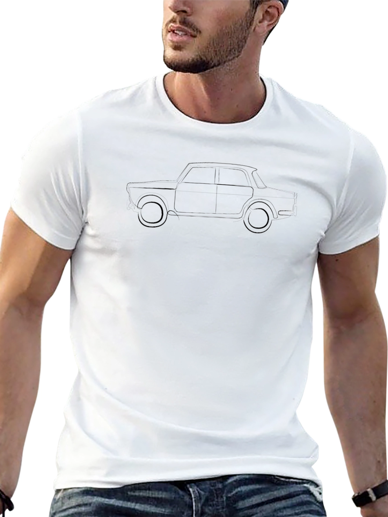 Classic Car Outline T-Shirt - Black