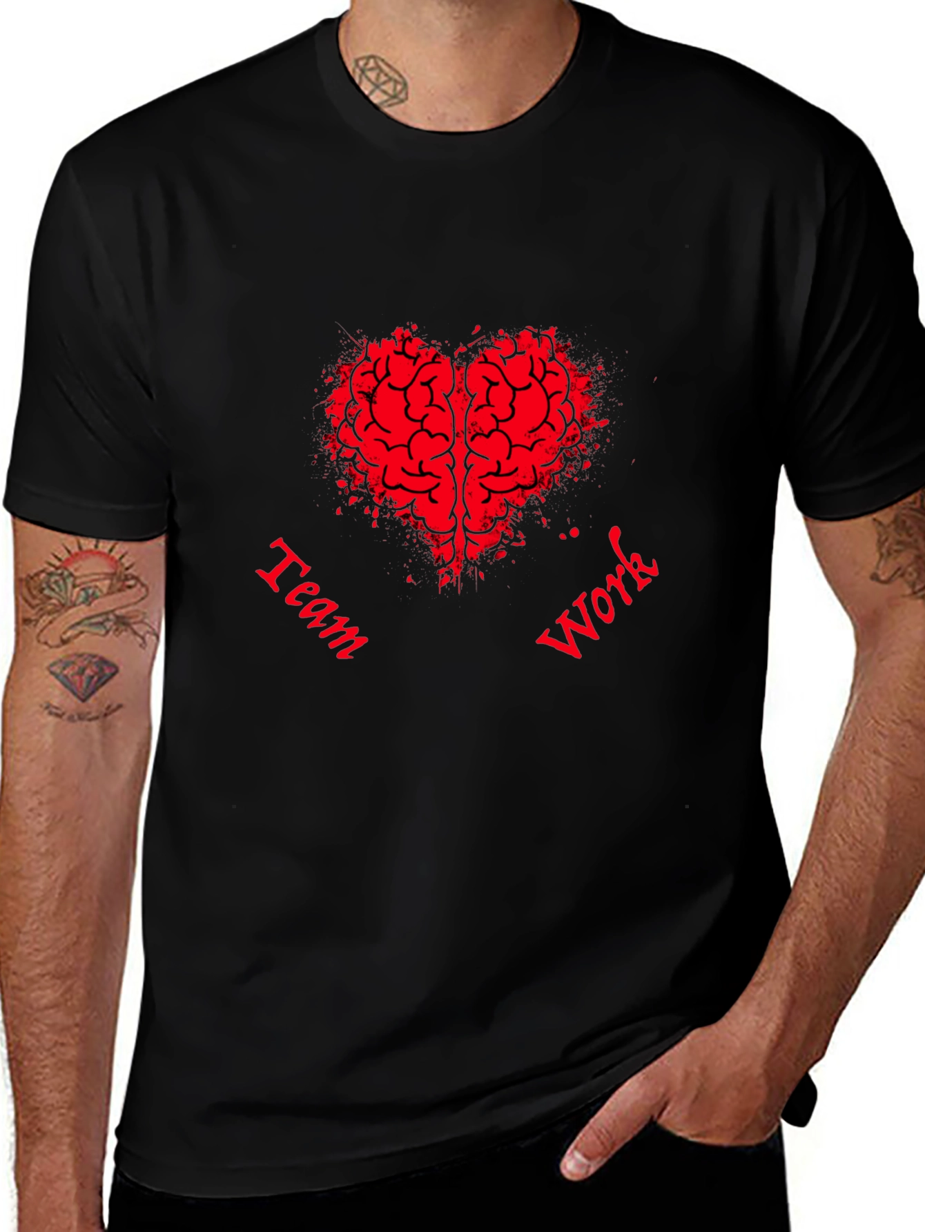 Teamwork Brain Heart Graphic T-Shirt