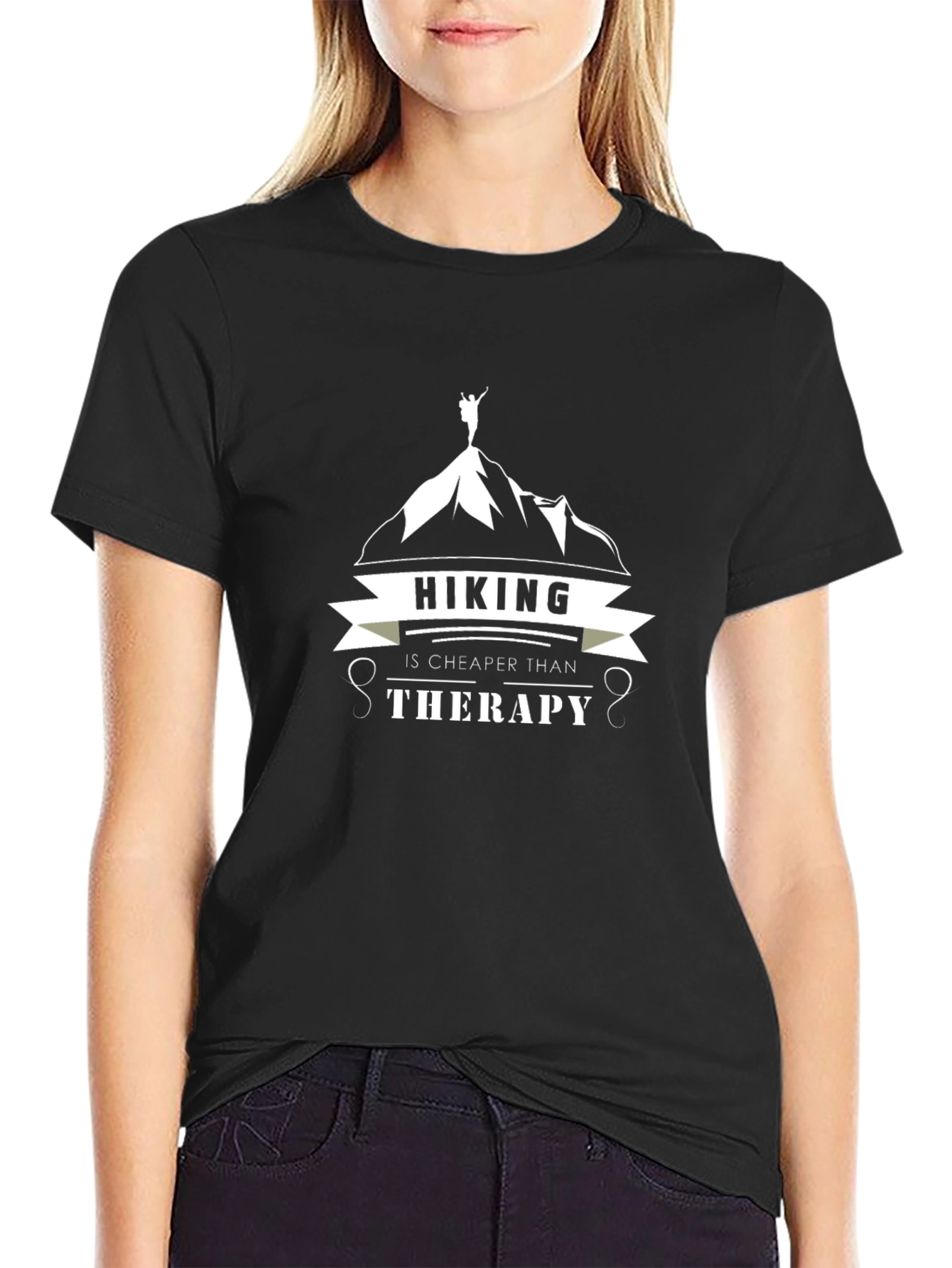 Hiking Is Cheaper Than Therapy Graphic T-Shirt