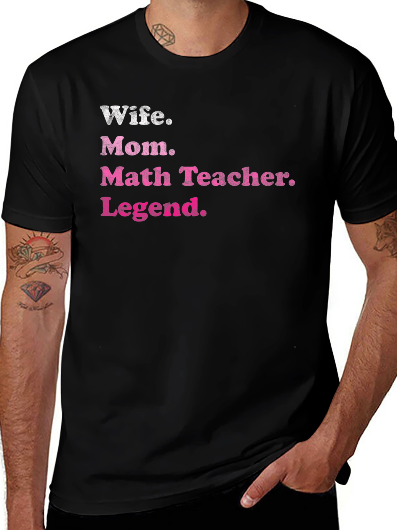 Wife Mom Math Teacher Legend Black T-Shirt