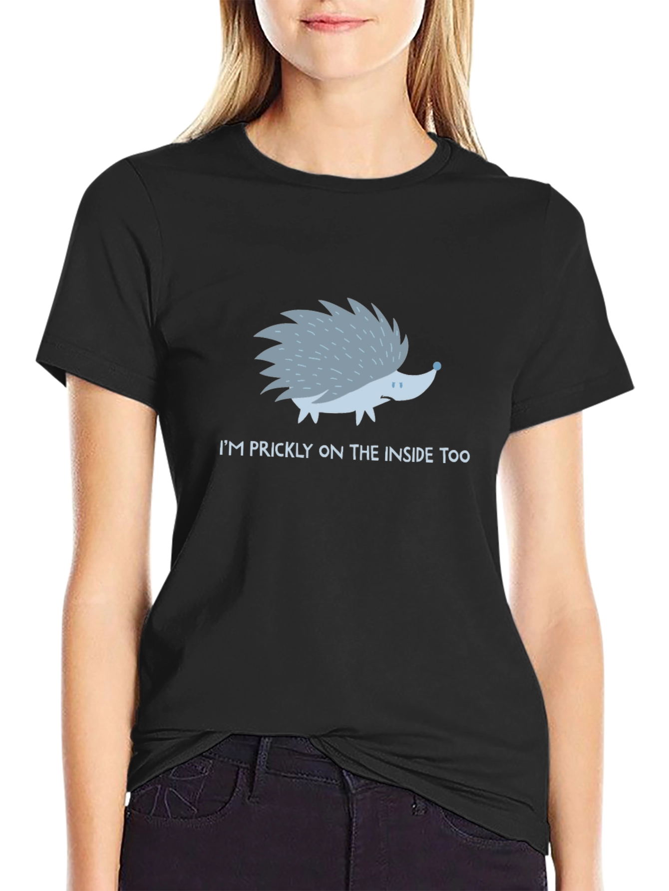 Prickly Inside Hedgehog T-Shirt - Mens Black Tee
