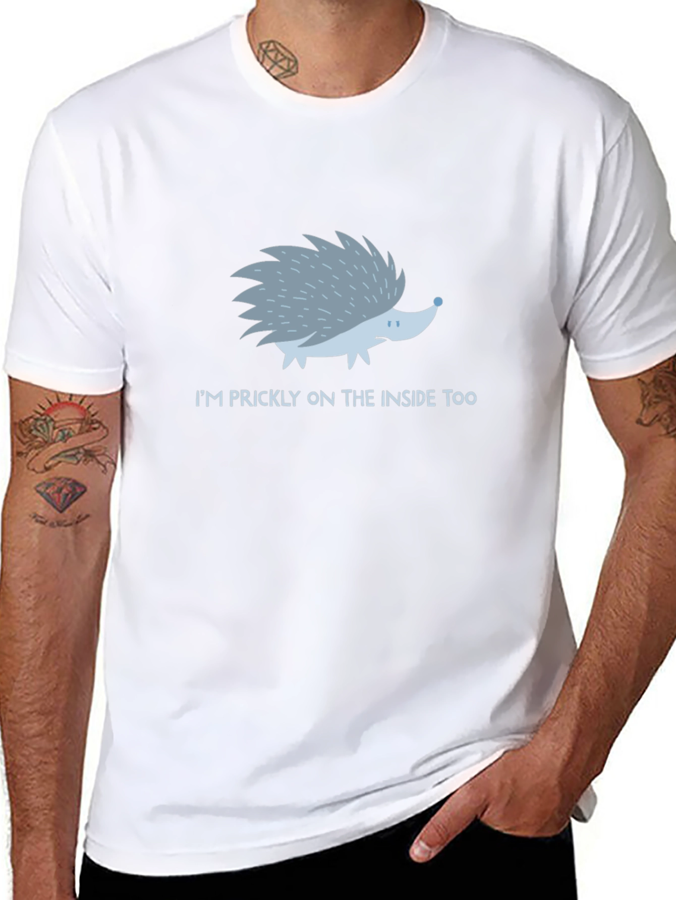 Prickly Inside Hedgehog T-Shirt - Mens Black Tee