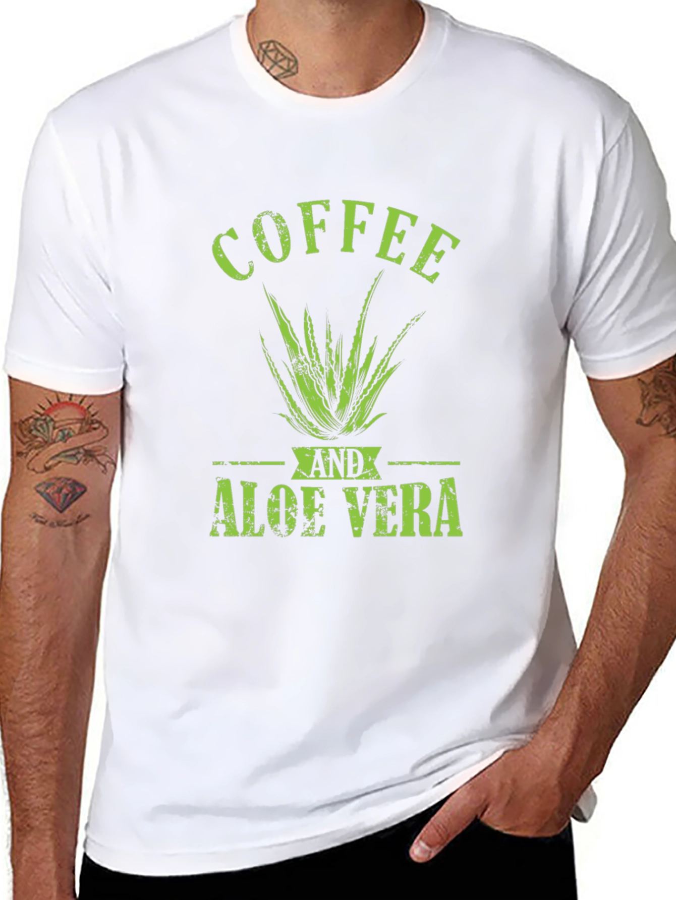 Coffee and Aloe Vera T-Shirt - Green Graphic Tee