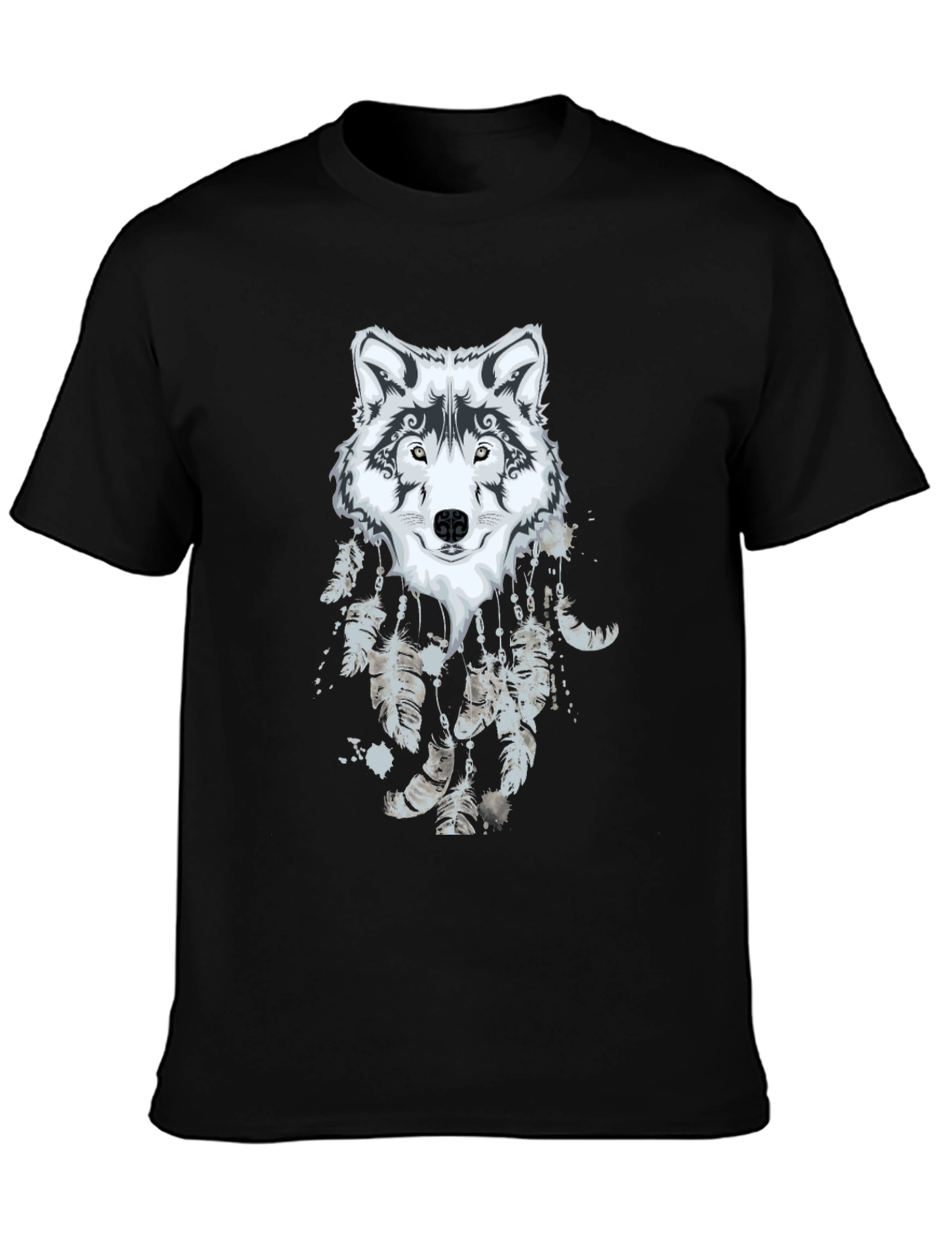 Wolf Dreamcatcher Graphic Black T-Shirt