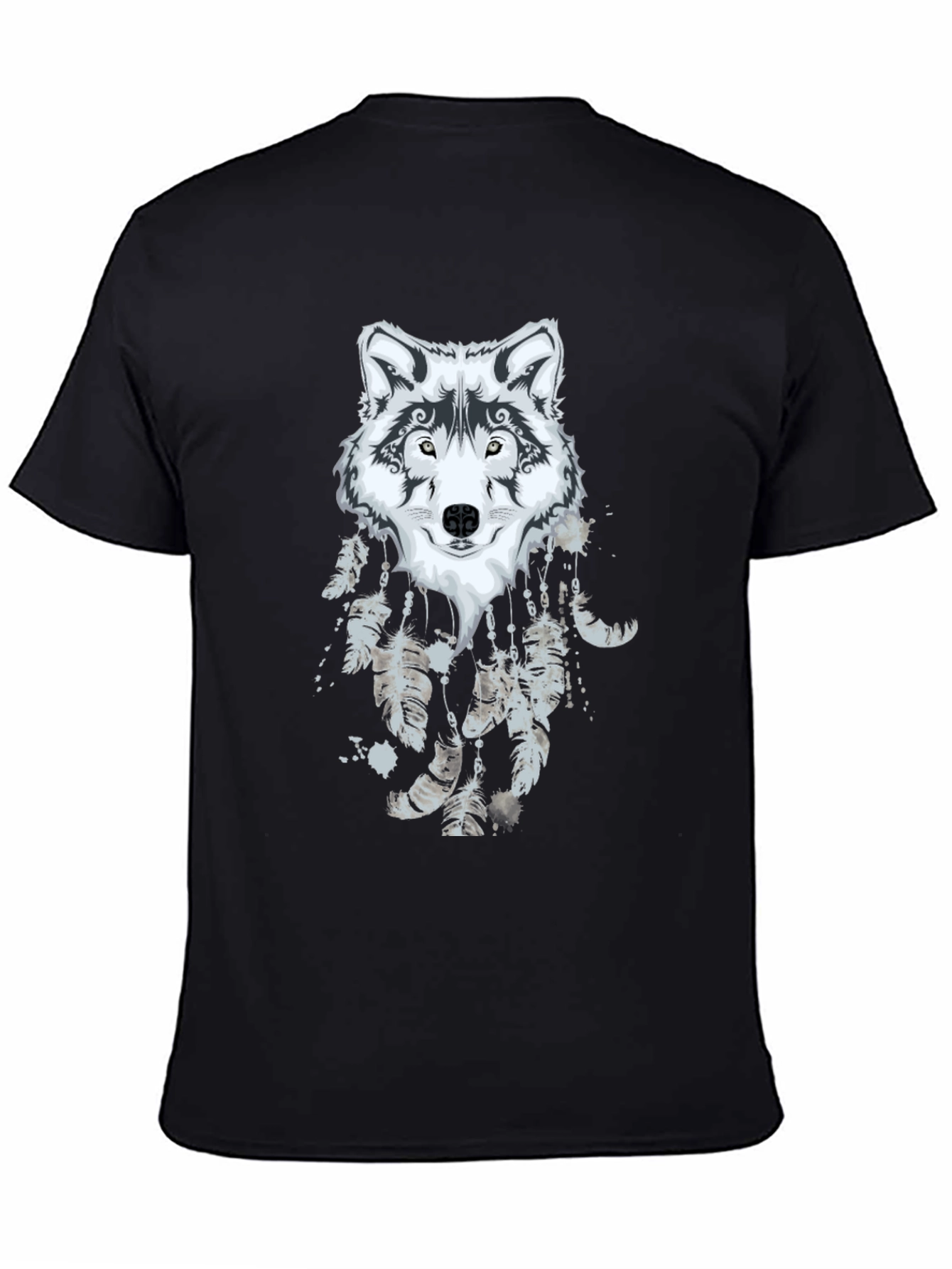 Wolf Dreamcatcher Graphic Black T-Shirt