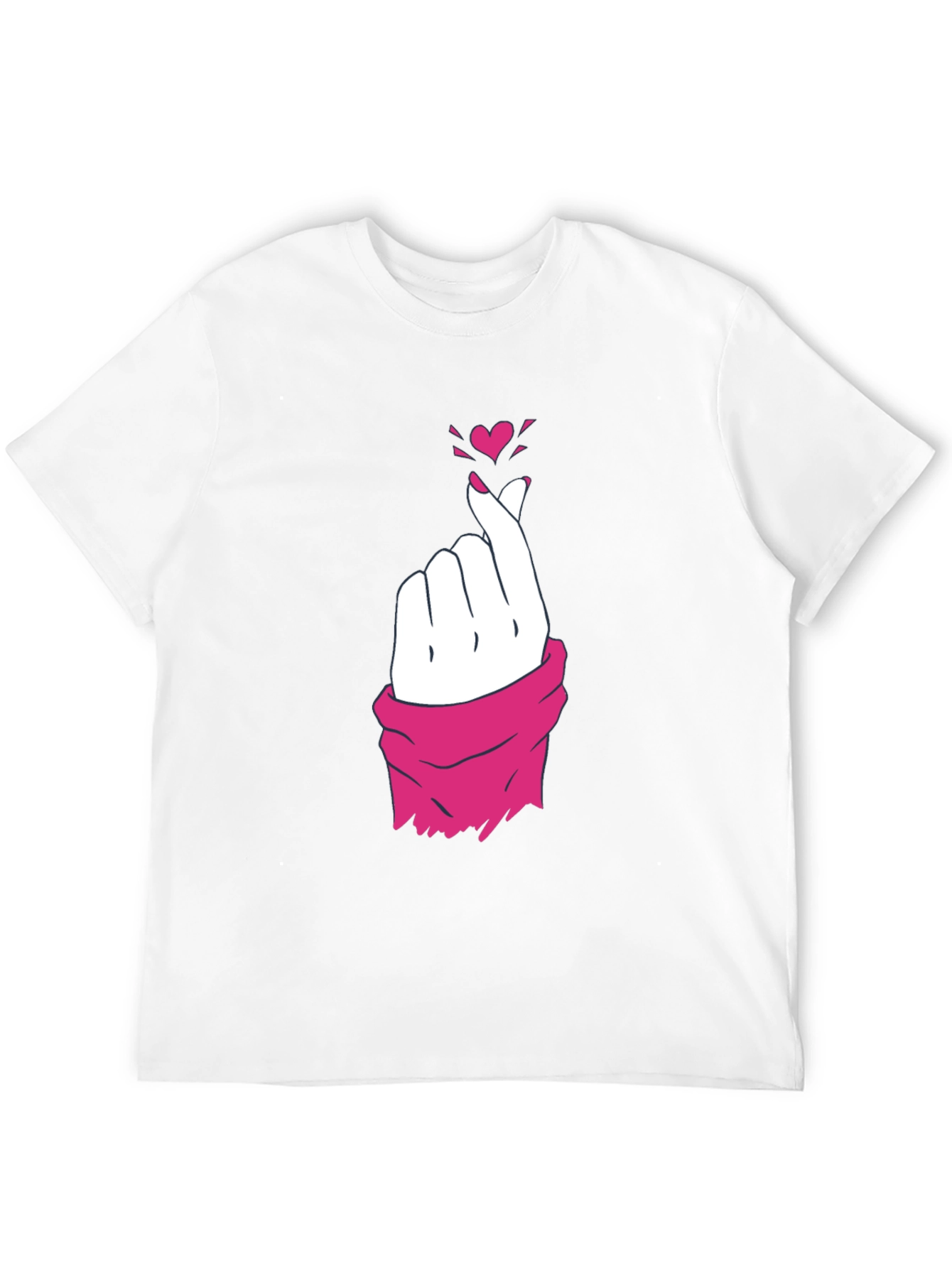 Heart Finger Gesture Graphic Tee - Trendy Casual