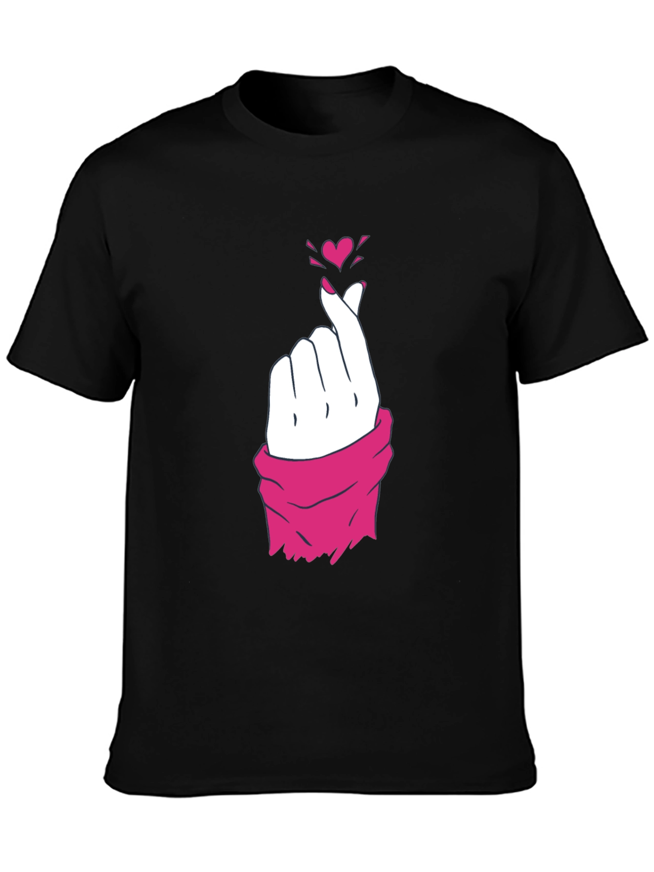 Heart Finger Gesture Graphic Tee - Trendy Casual