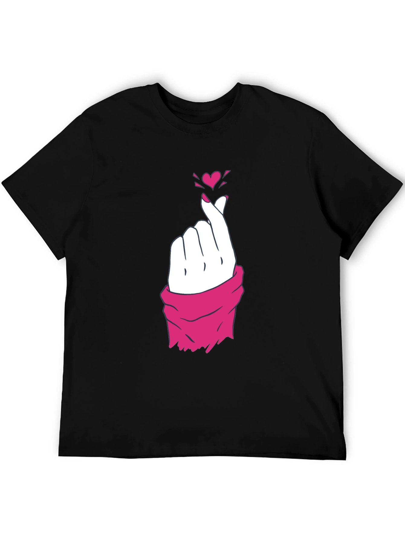 Heart Finger Gesture Graphic Tee - Trendy Casual