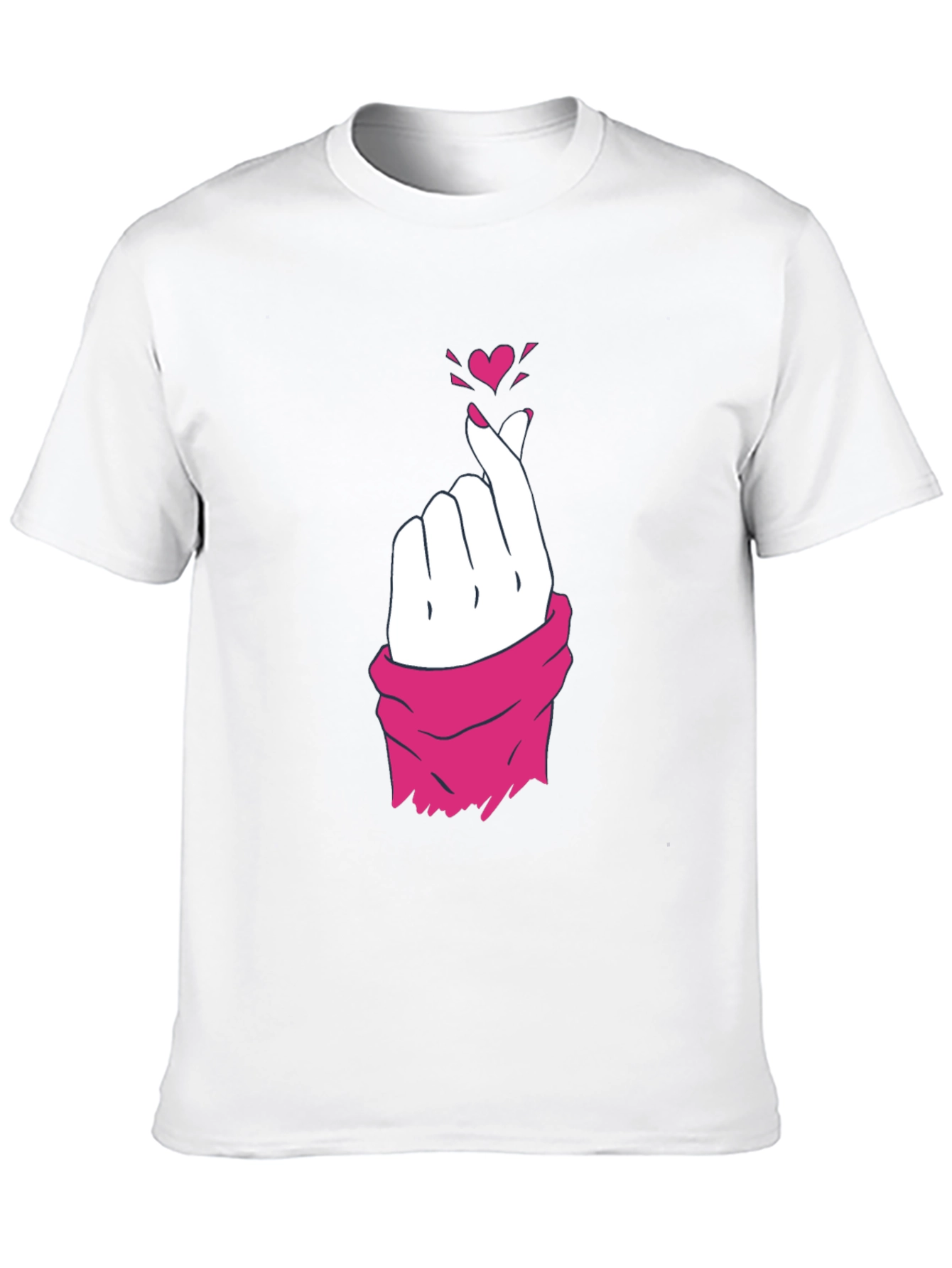 Heart Finger Gesture Graphic Tee - Trendy Casual