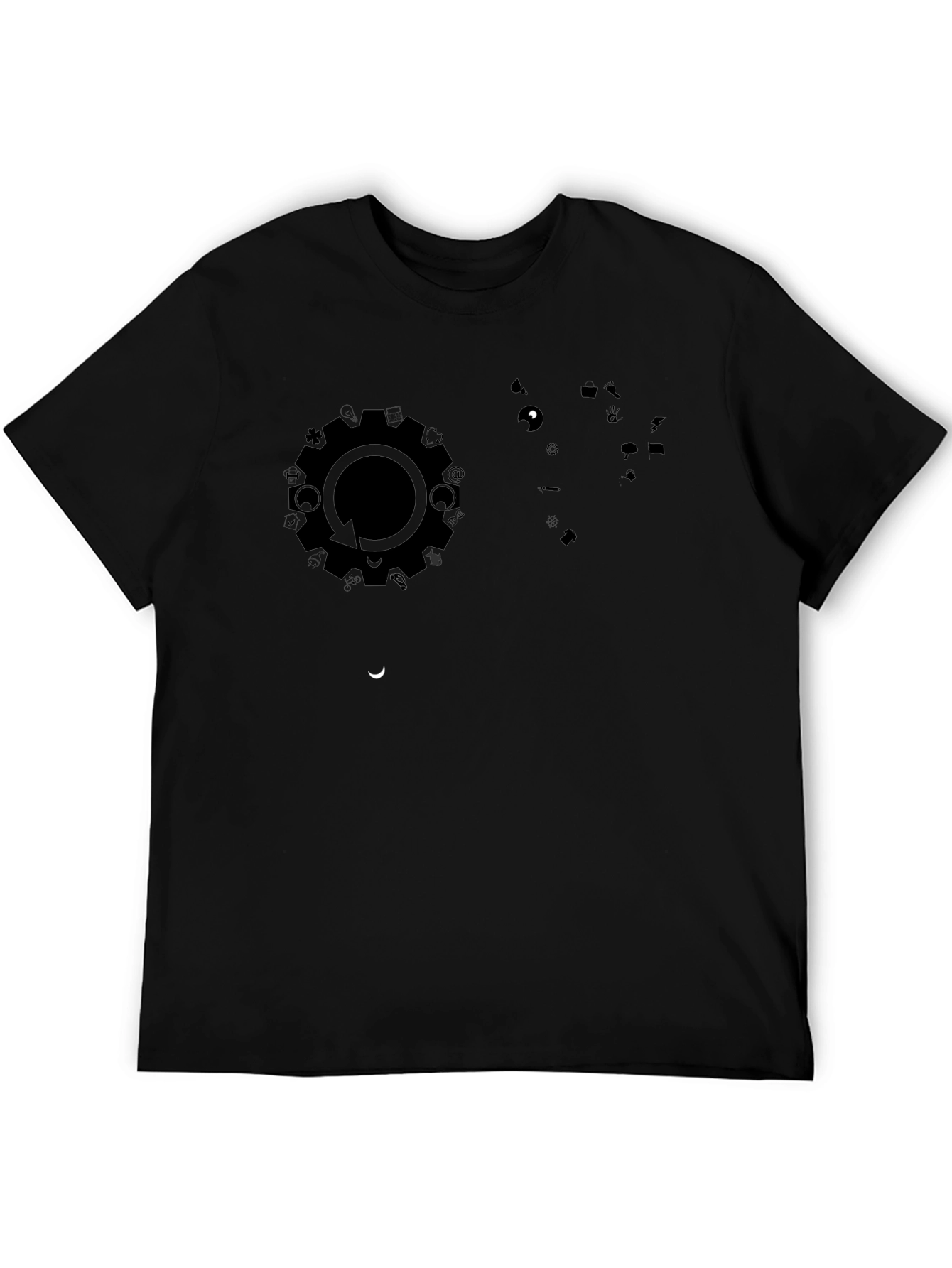Modern Black Graphic Print Tee - Gear Cycle Design