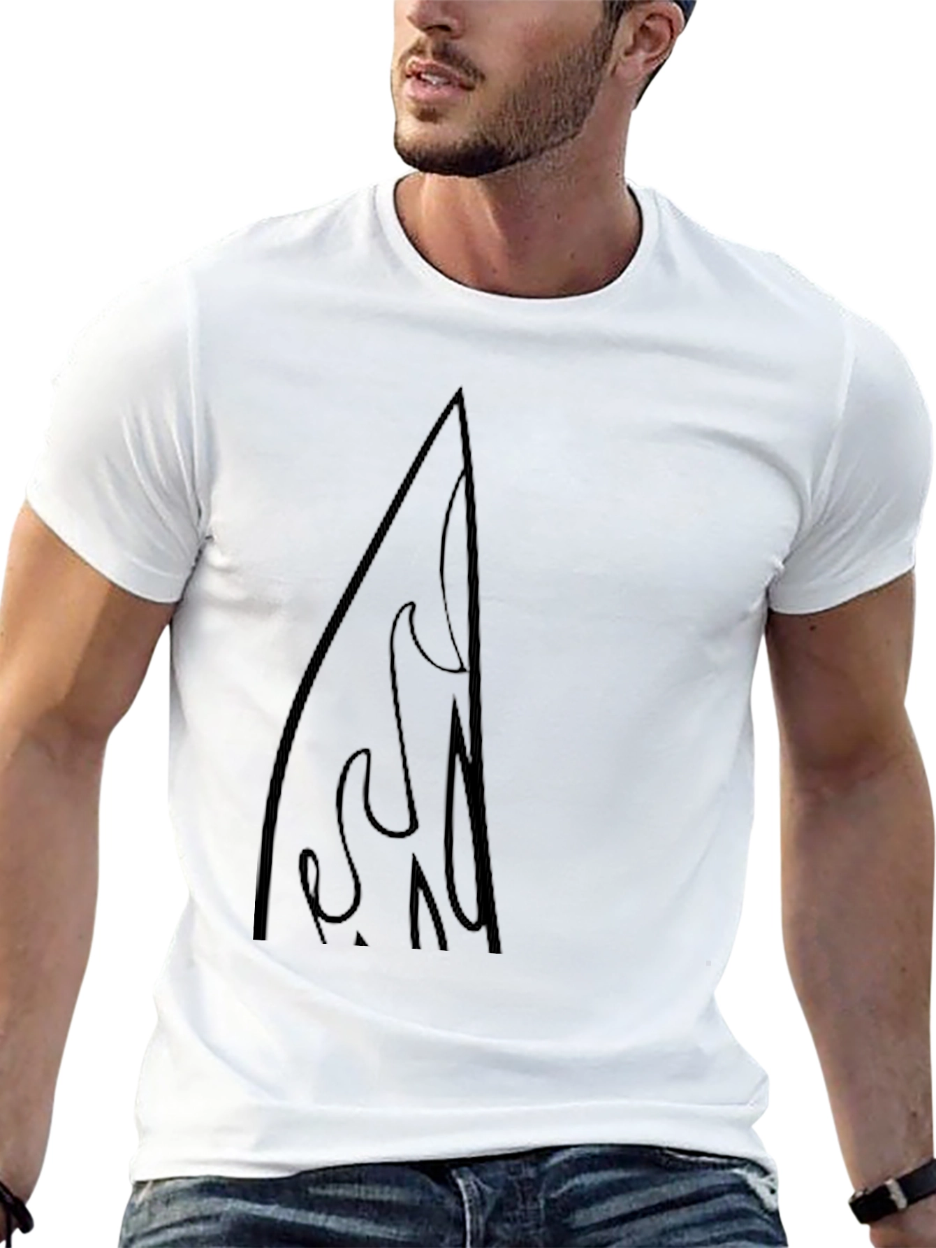 Mens Black Graphic Tee - Surfboard Design