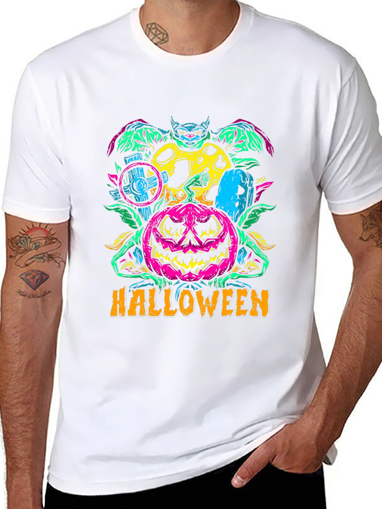 Halloween Graphic Print T-Shirt - Spooky Season Style