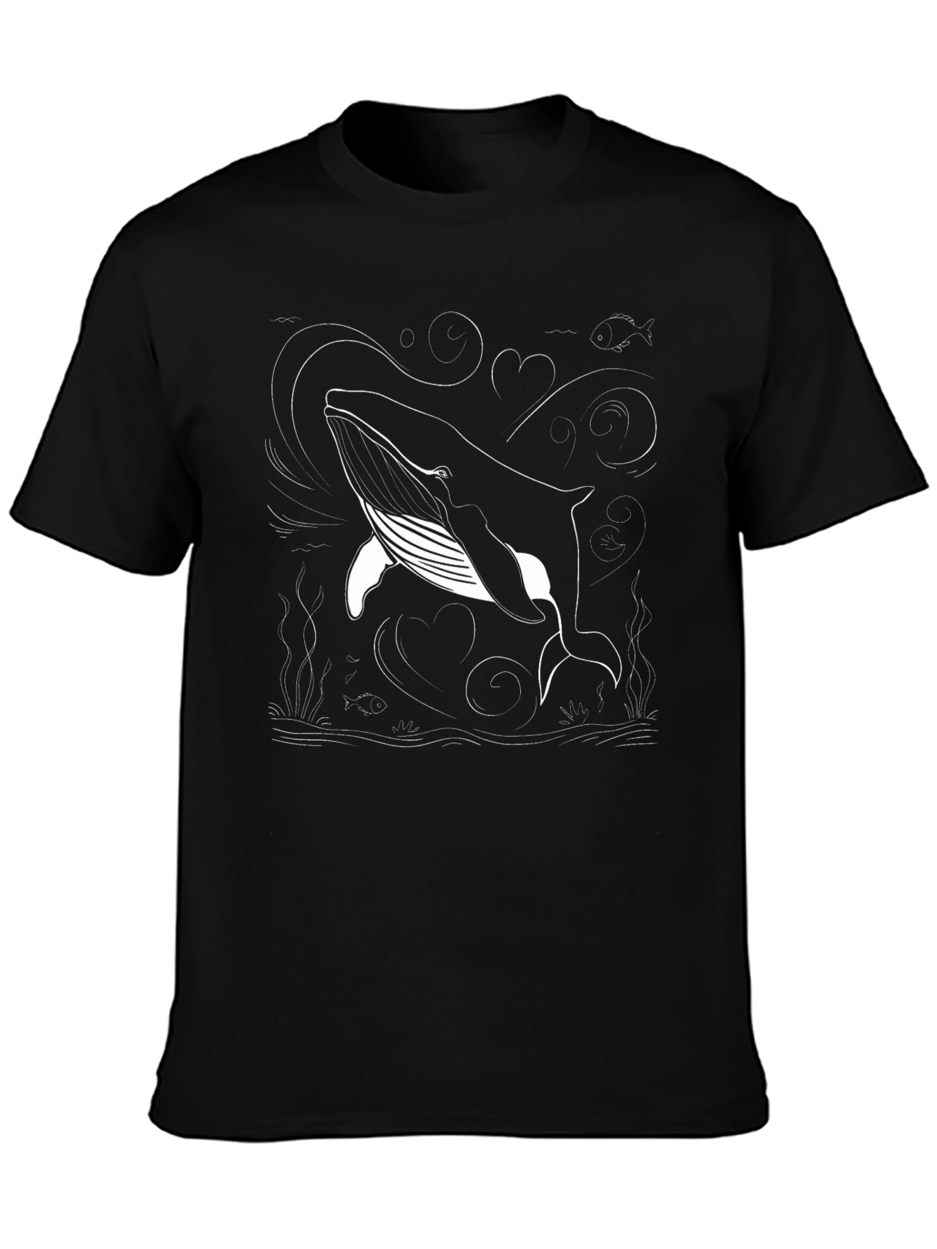 Whale Graphic T-Shirt - Black Cotton Tee