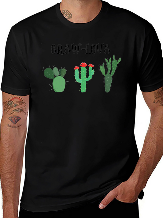 Grow Love Cactus T-Shirt Black Cotton Tee
