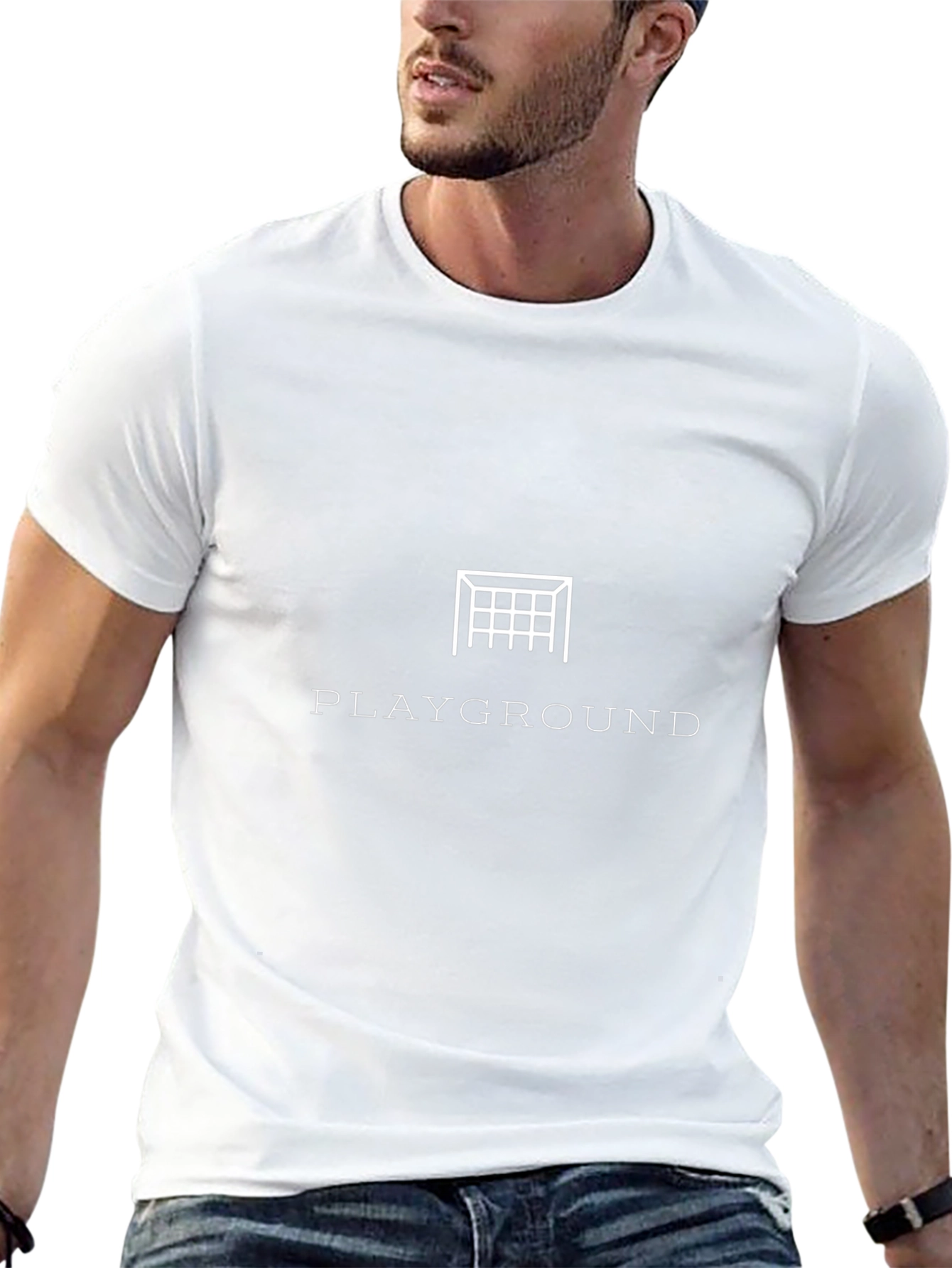 Playground Soccer Goal Graphic Tee - Stylish Black T-Shirt