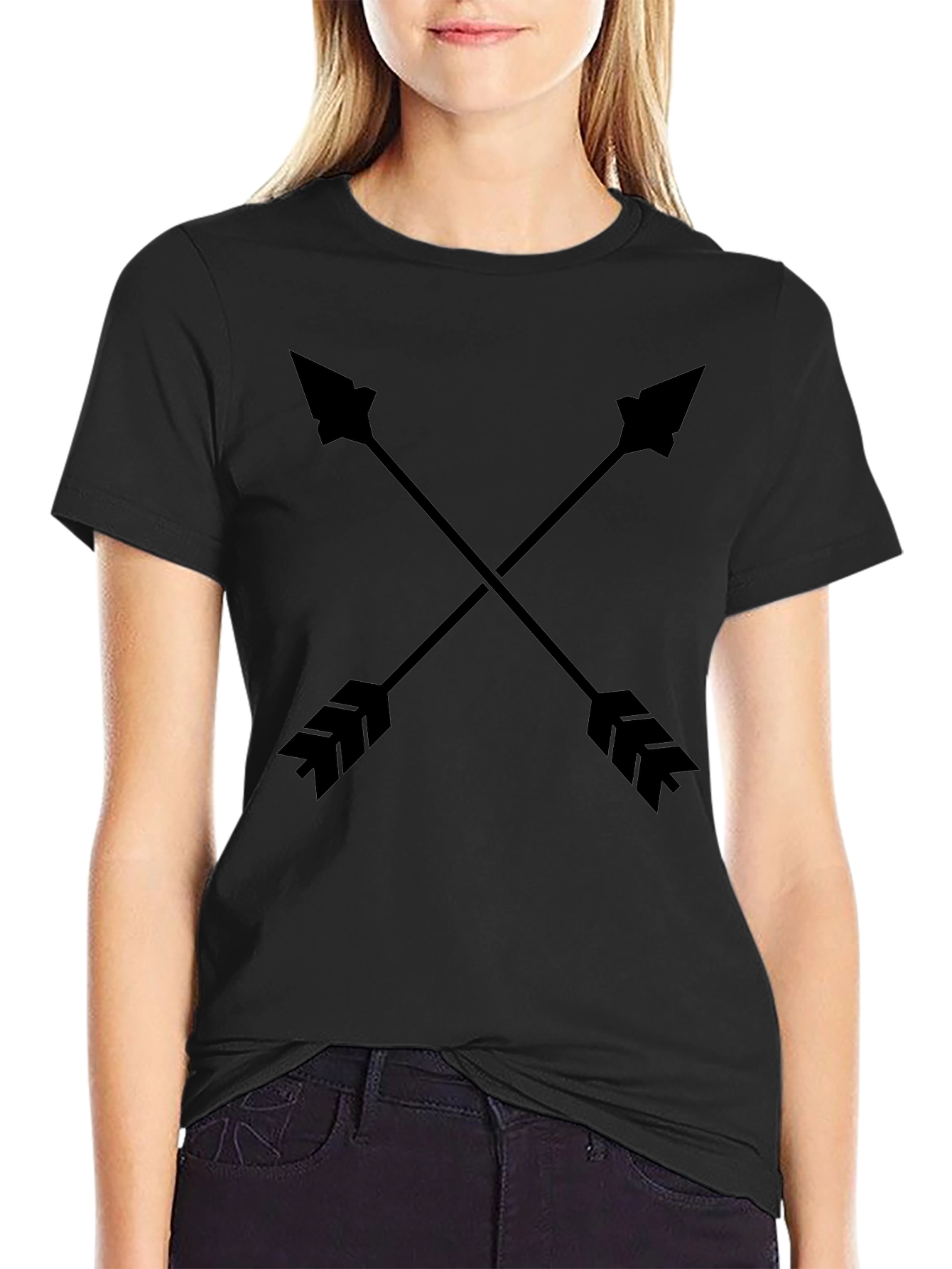 Crossed Arrows Graphic Tee - Black Cotton T-Shirt