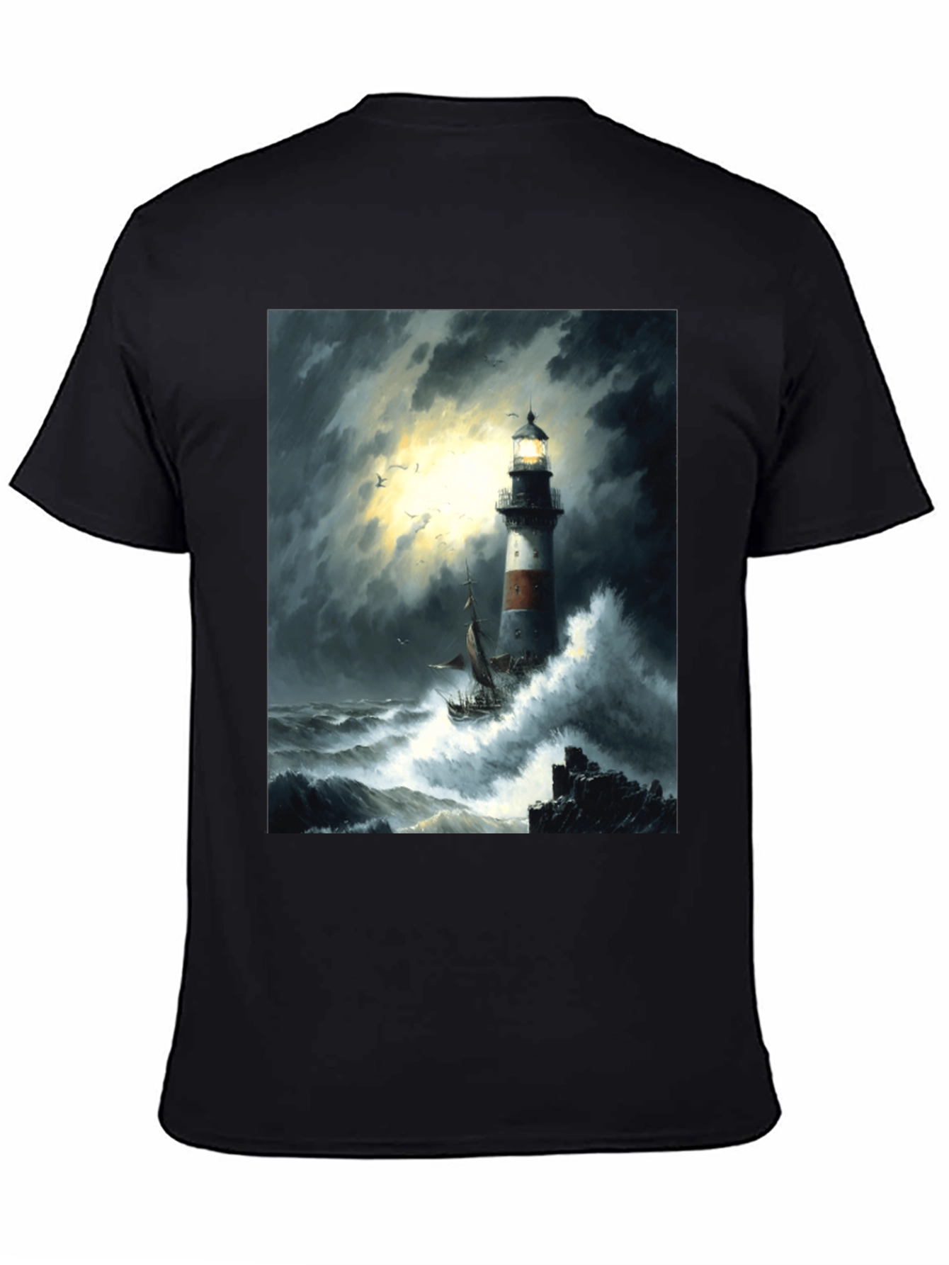 Stormy Seas Lighthouse Graphic Tee