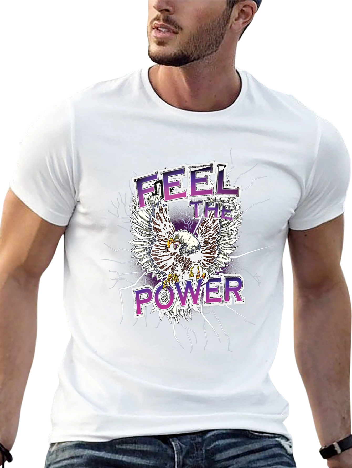 Feel the Power Eagle Graphic T-Shirt