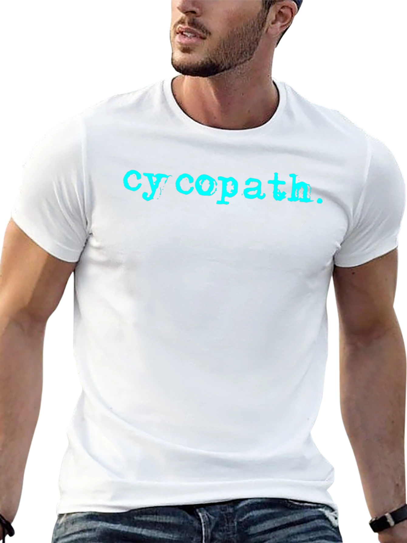 Cy-copath T-Shirt - Teal on Black Crew Neck