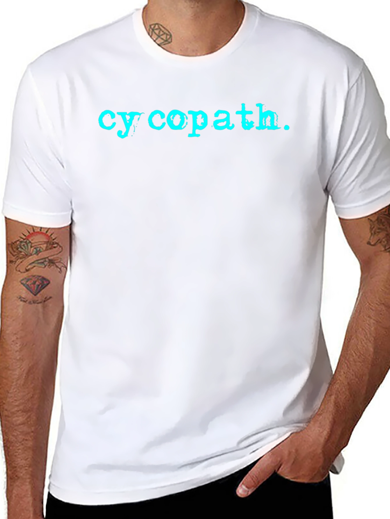 Cy-copath T-Shirt - Teal on Black Crew Neck