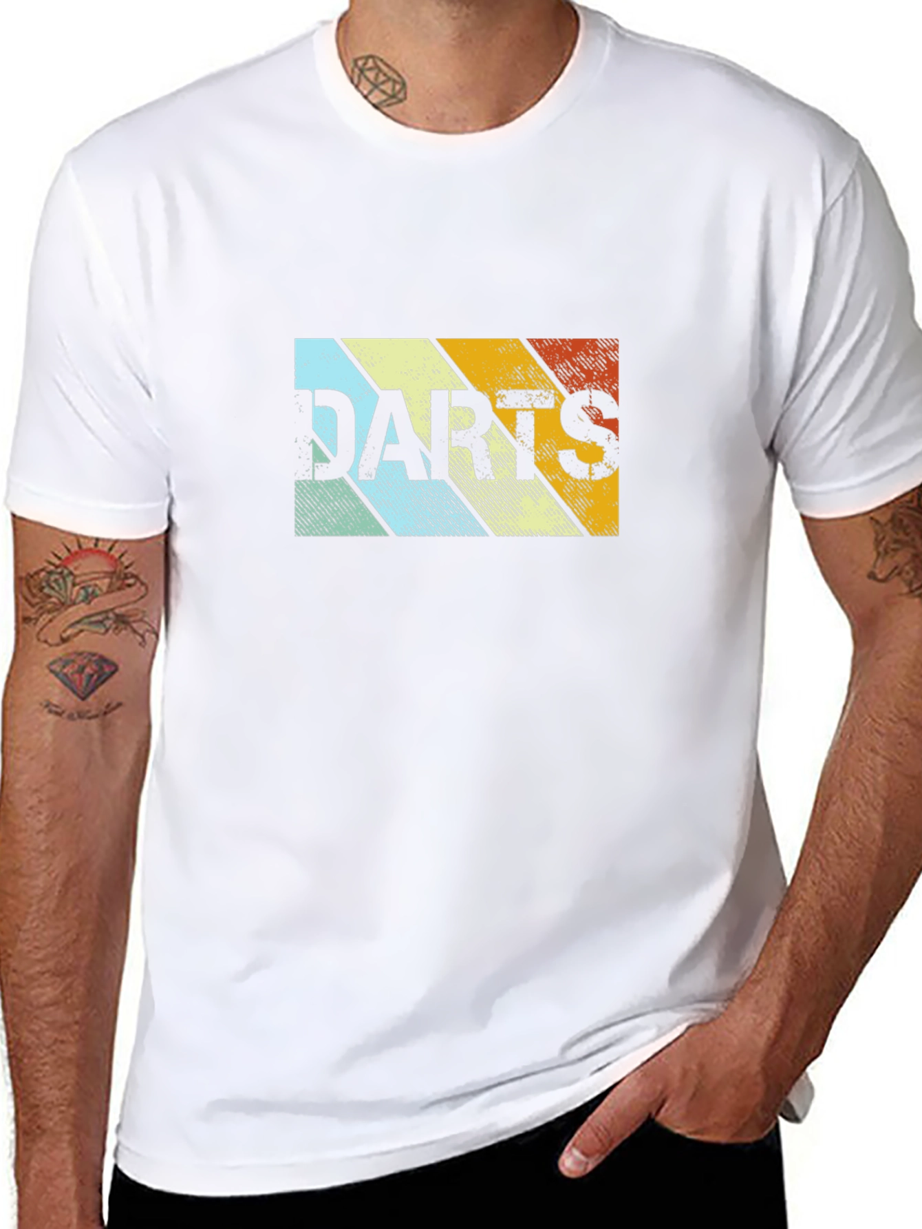 Retro Darts Graphic Tee - Black Cotton T-Shirt